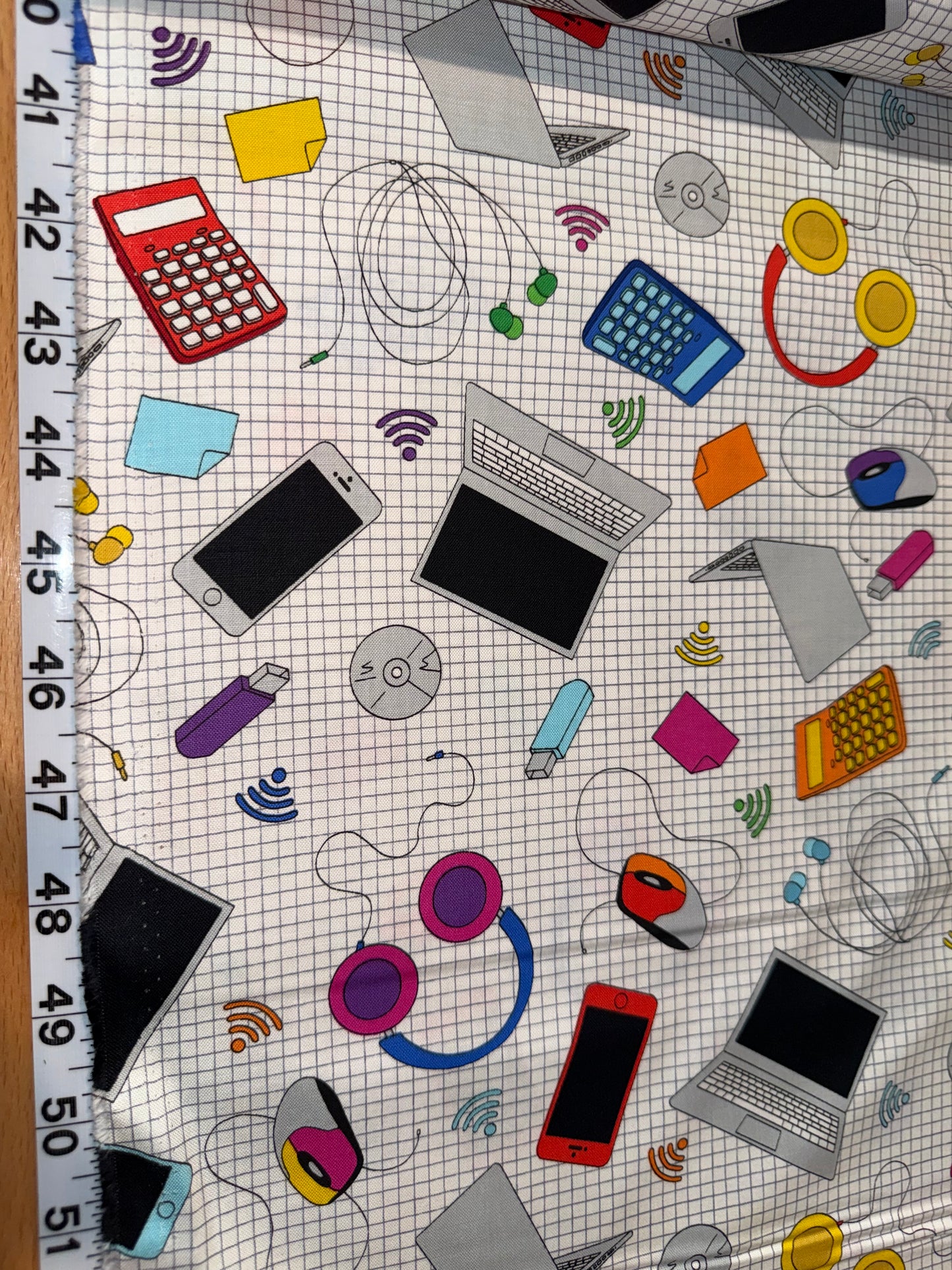 Blank Quilting "Top of the Class" School Supplies Quilt Cotton Fabric – 44/45" Wide – Laptops, Phones & Tech Print