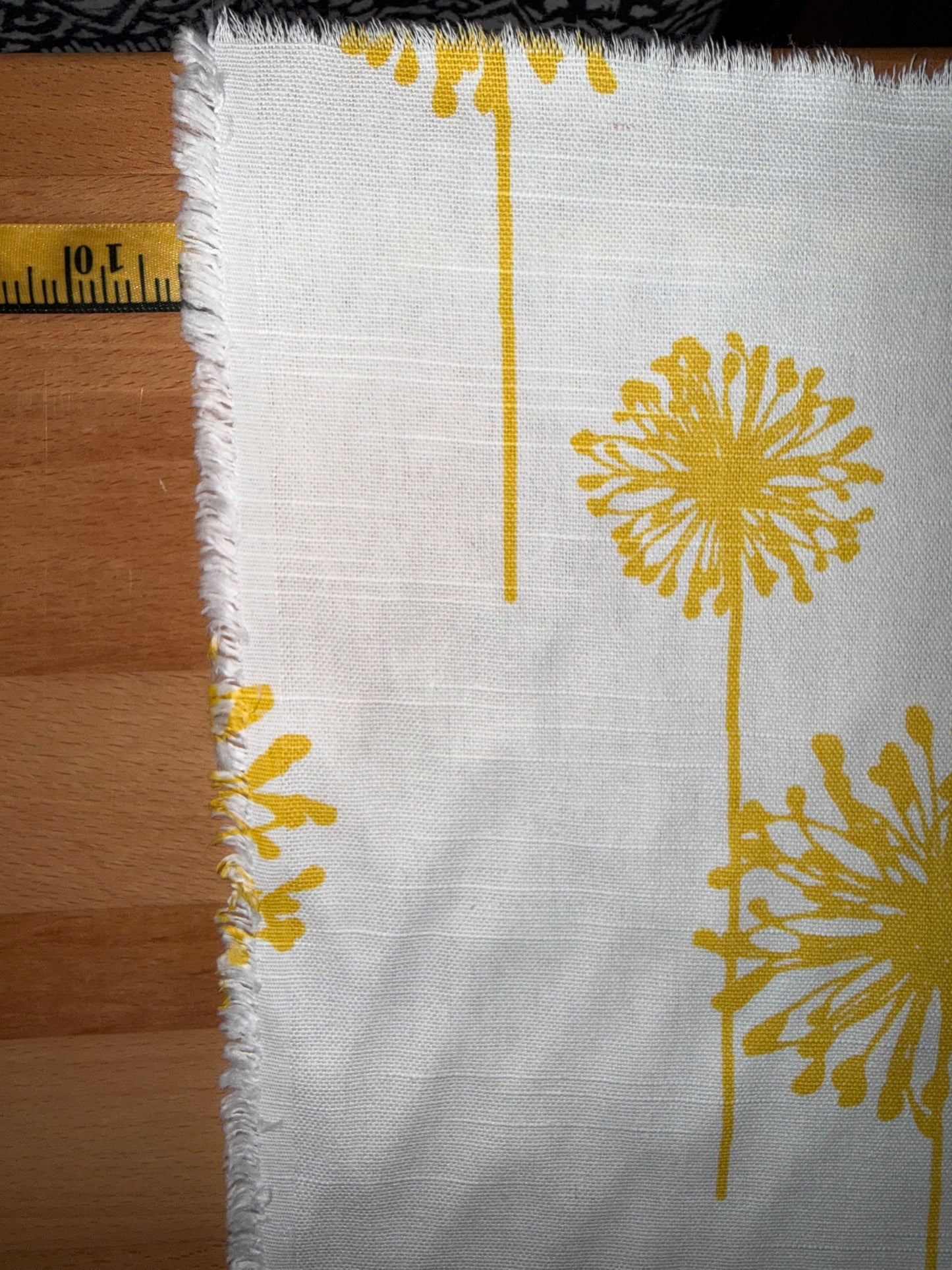 Marigold Yellow Dandelion Puff Cotton Canvas Fabric 56"+ Wide – Modern Botanical Home Décor & Upholstery Fabric