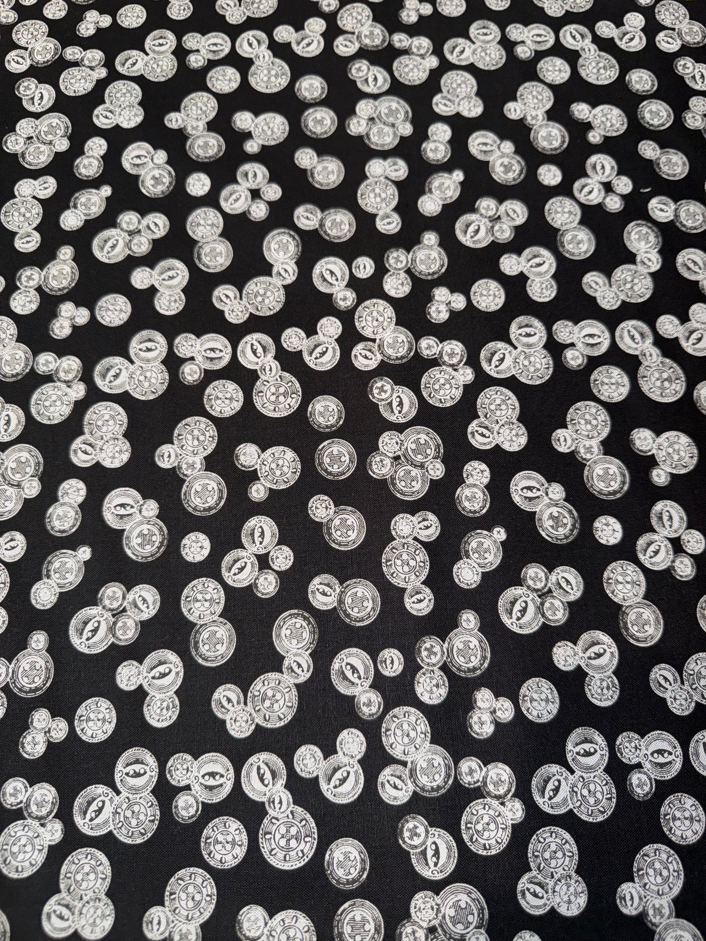 Gallery Fabrics Vintage Sewing Buttons Quilting Cotton Fabric – Black Button Toss Print – 44/45" Wide