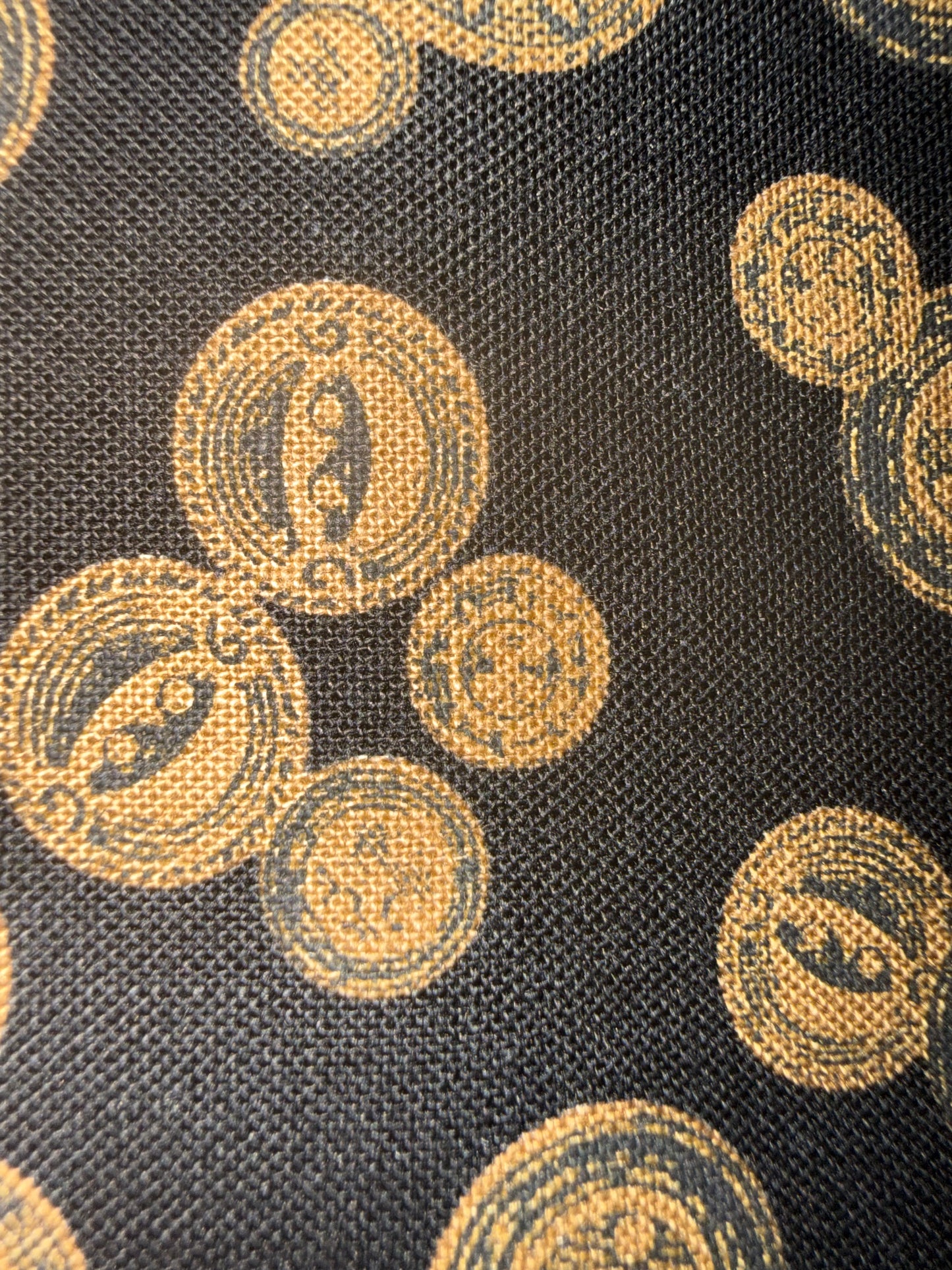 Gallery Fabrics Vintage Sewing Buttons Quilting Cotton Fabric – Bronze Button Toss on Black – 44/45" Wide