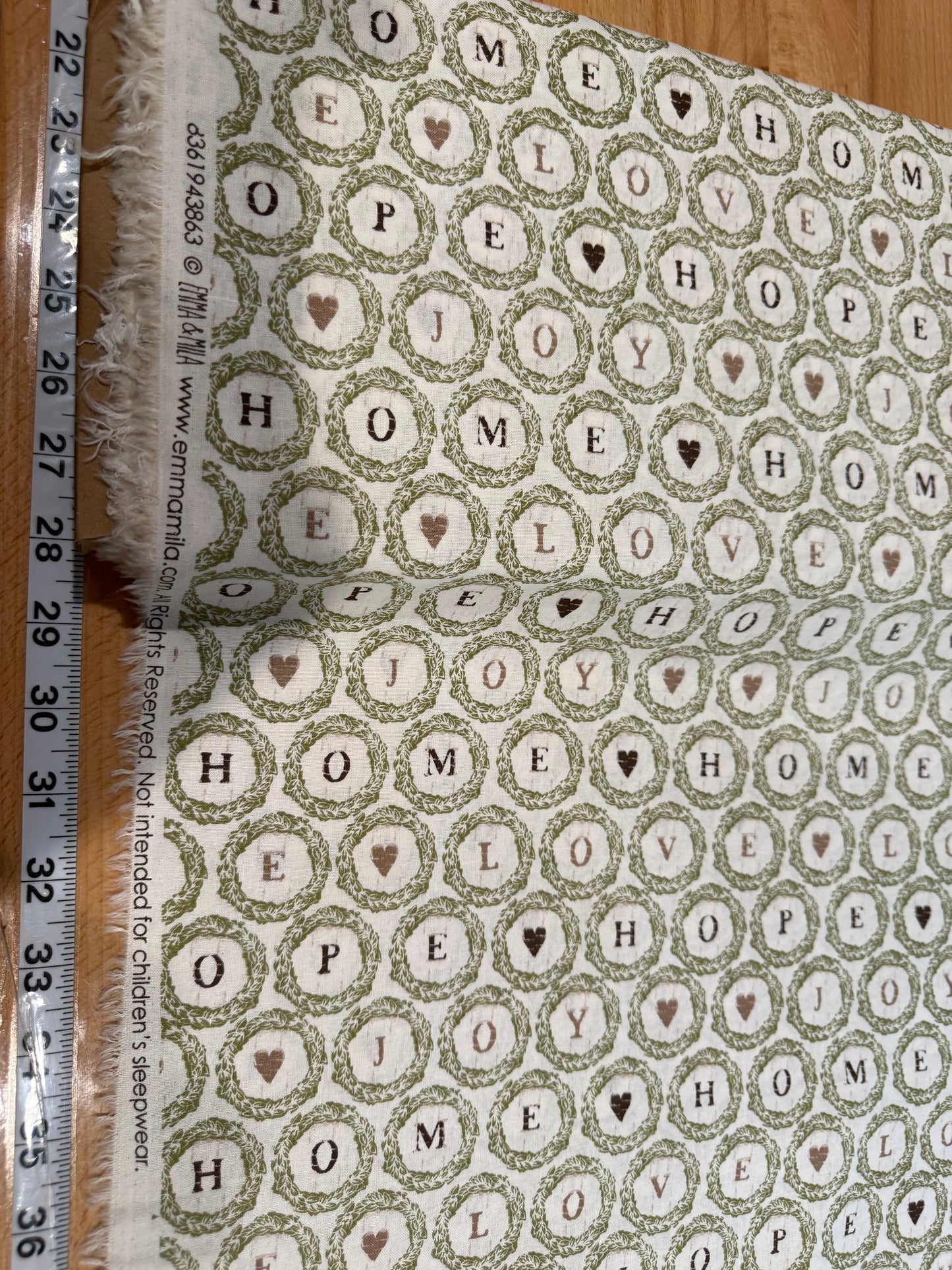 🏡 Emma & Mila Home • Love • Hope • Joy Cotton Fabric | 8 Yard Bolt | 44/45" Wide | Farmhouse Wreath Print