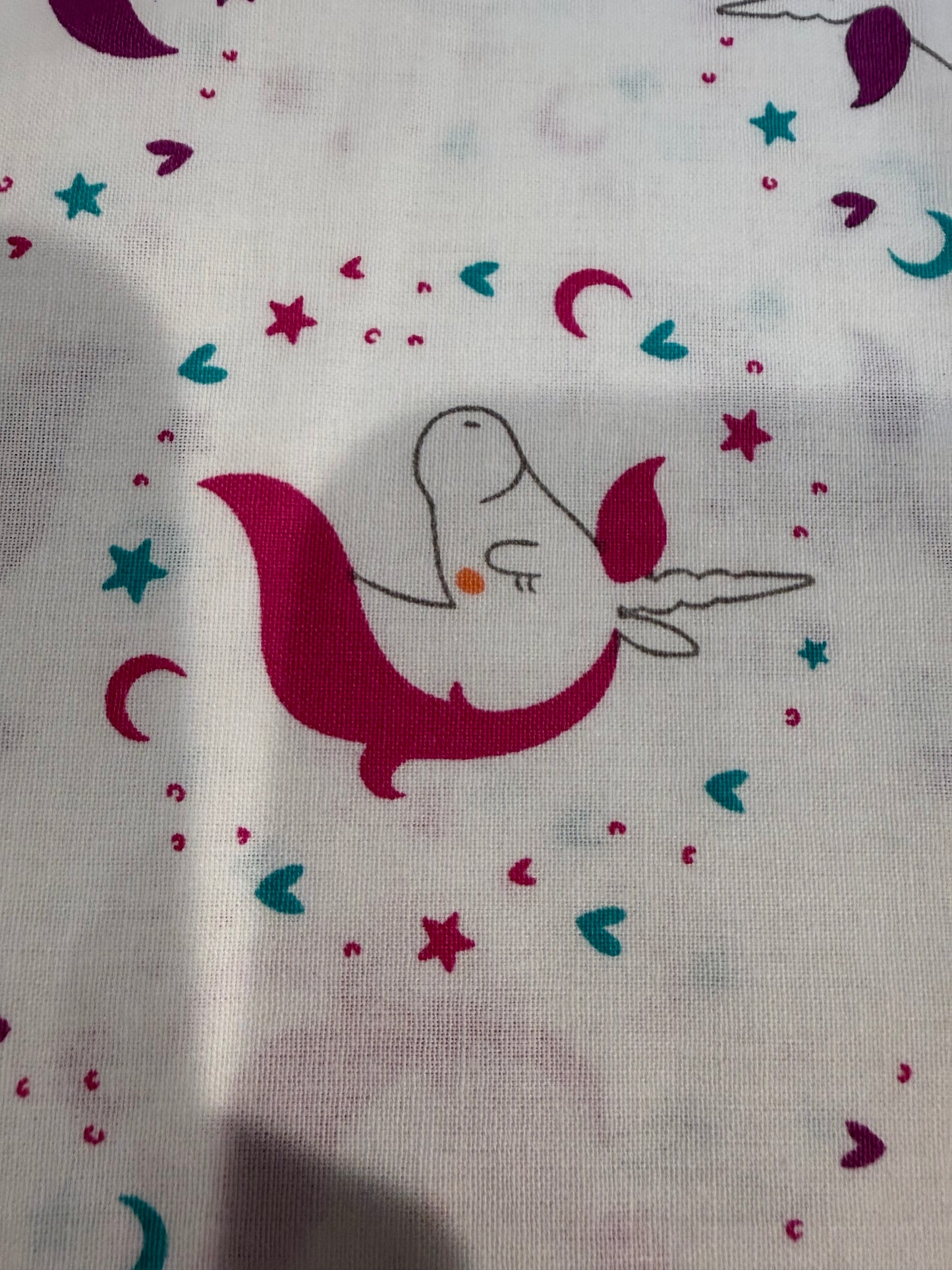 π¦ Emma & Mila Unicorn Cameo Cotton Fabric | 8 Yard Bolt | 44/45" Wide | Soft White Unicorn Print | Continuous Yardage