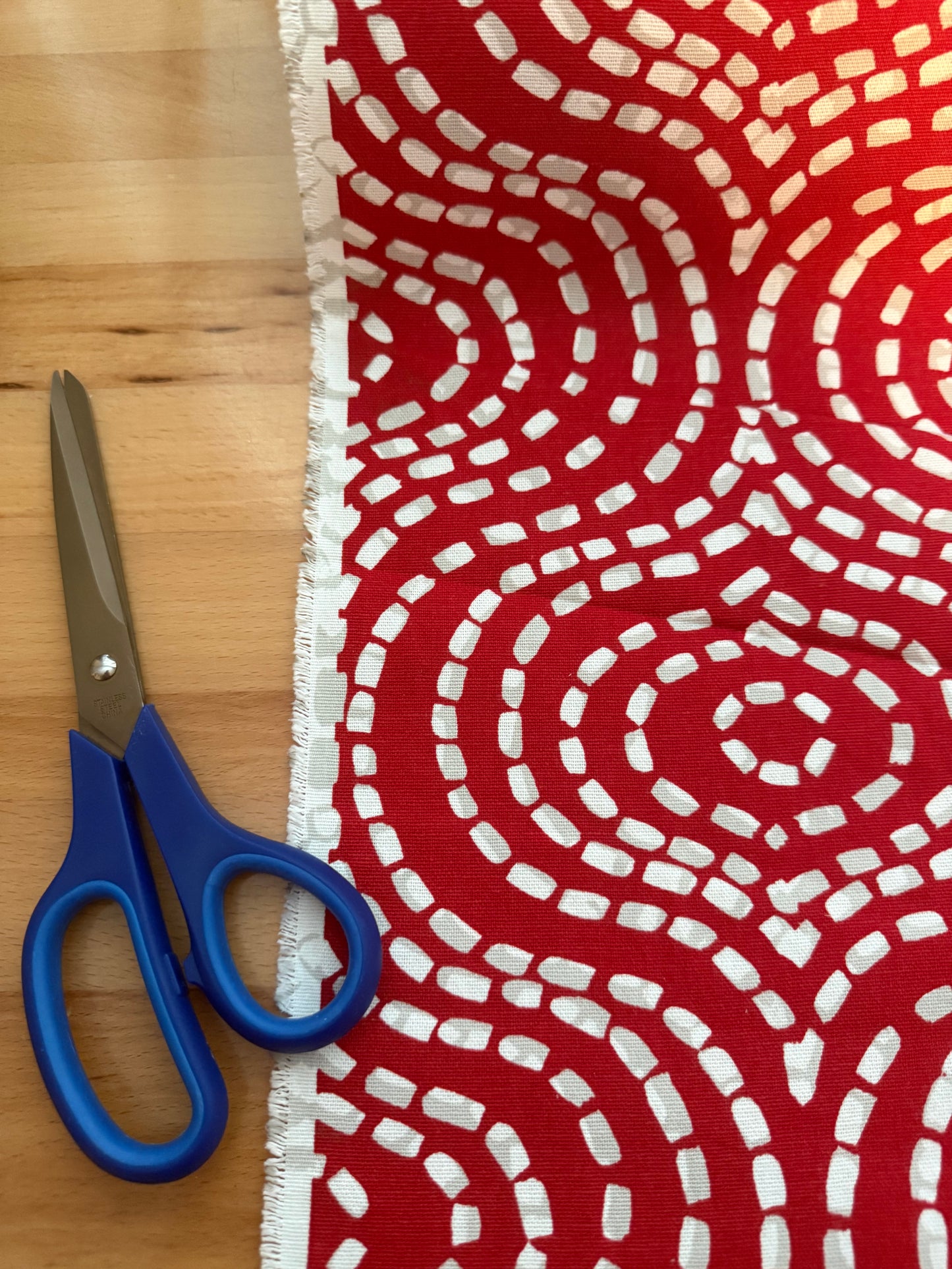 Marshmallow Path Heavyweight Cotton Canvas Fabric – 56" Wide | Modern Red & White Designer Canvas