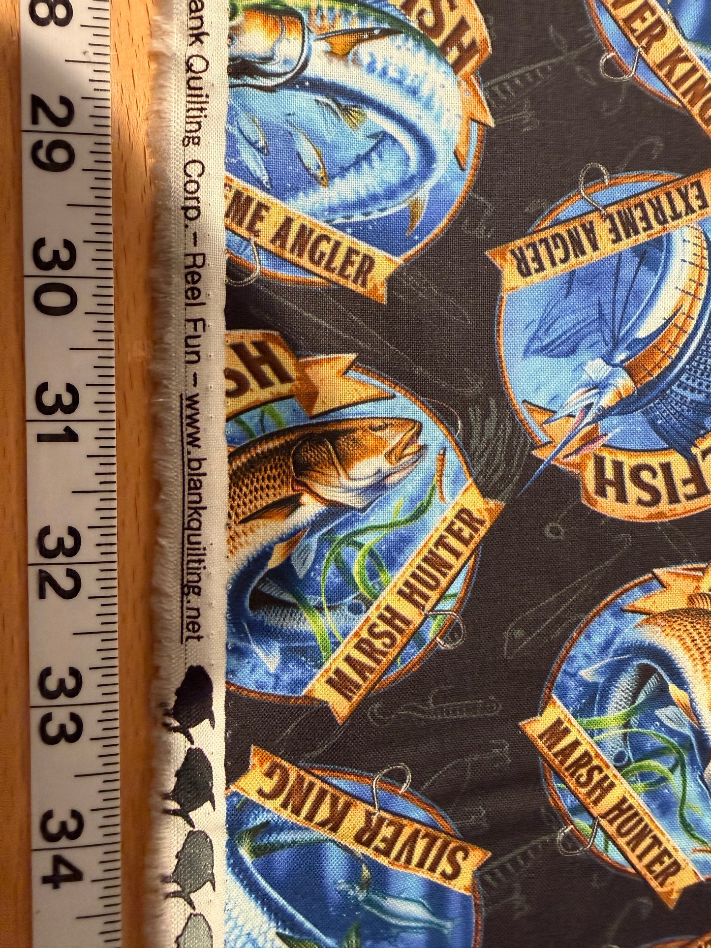 Blank Quilting Reel Fun Fishing Quilting Cotton Fabric – Sport Fish & Saltwater Angler Print – 44/45" Wide