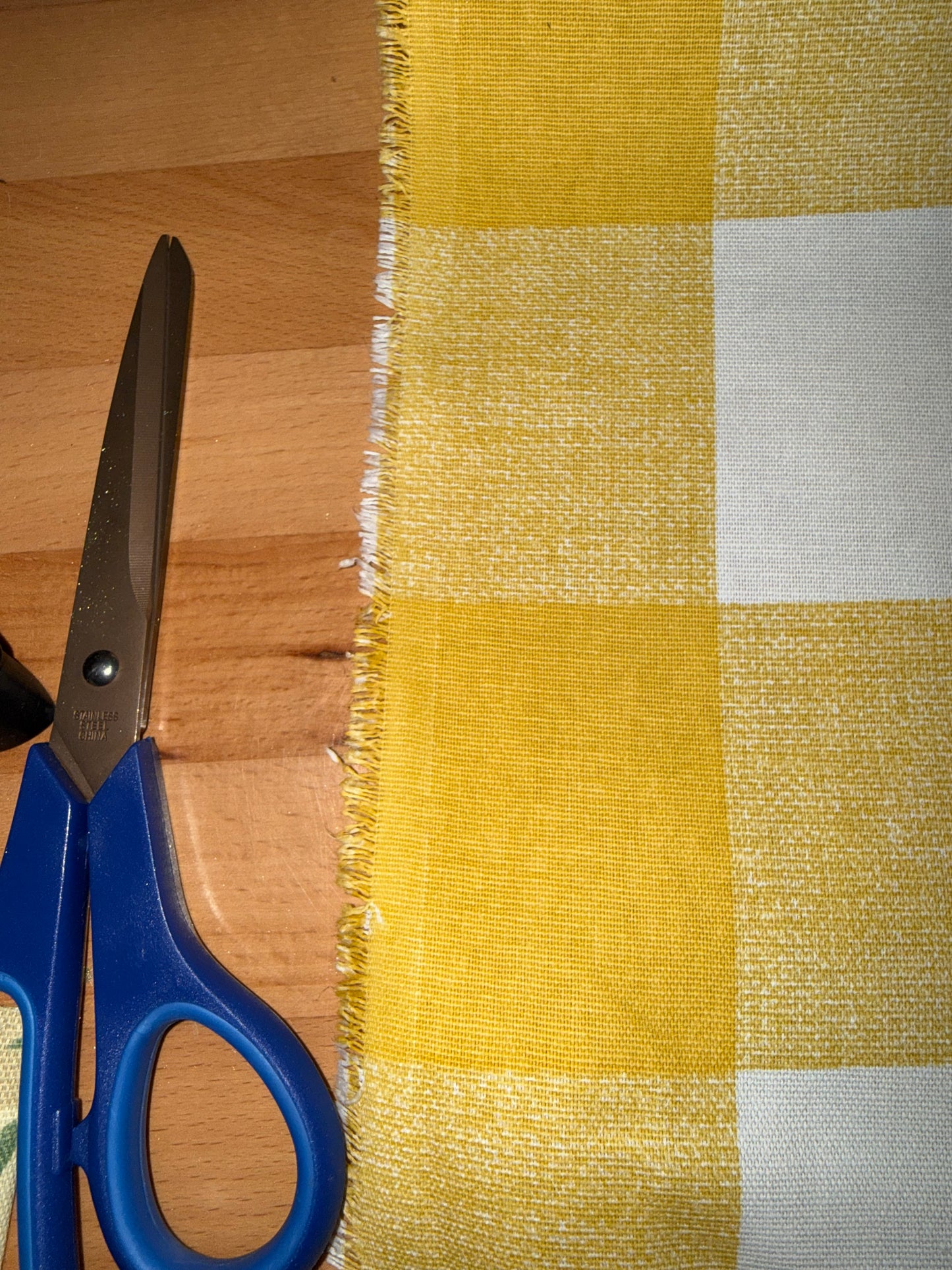 Yellow & White Buffalo Check Cotton Canvas Fabric – 60+ Inch Wide Gingham Plaid Home Décor Upholstery Fabric