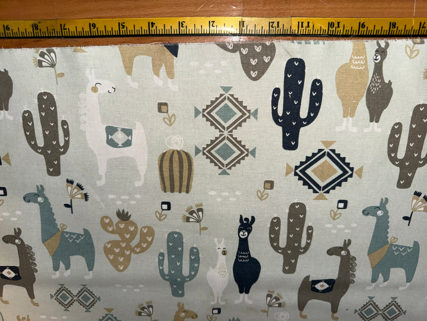 Extra Wide Llama & Cactus Canvas Fabric – 60+ Inch Wide Southwestern Cotton Canvas by the Yard