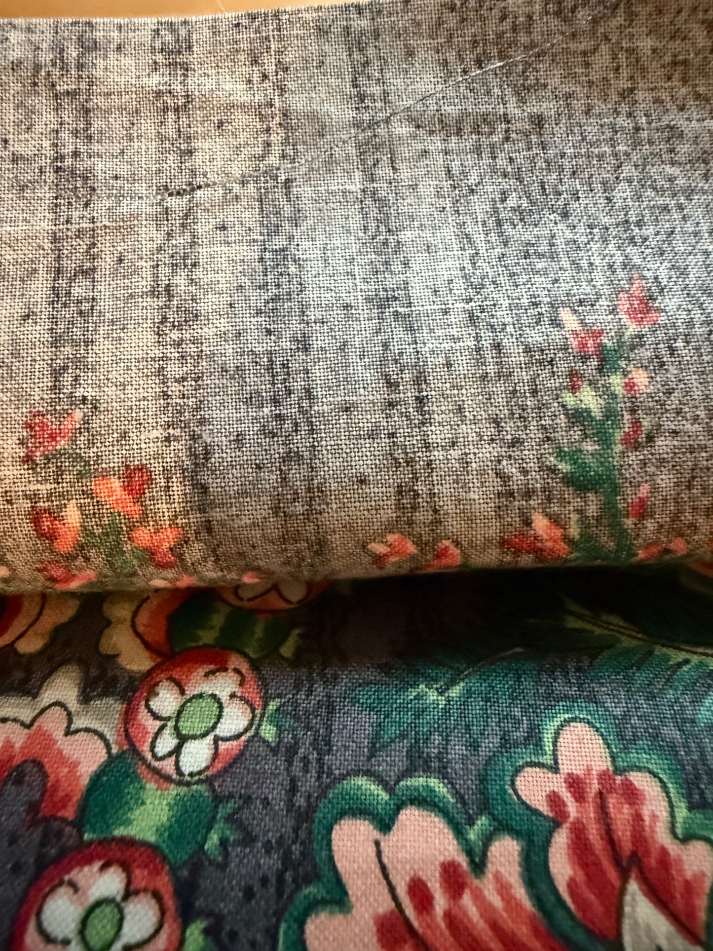 Vintage Floral Medallion Cotton Fabric – Charcoal Gray, Red, Green & Cream | 56+ Inches Wide by Givenchy for Fabriyaz