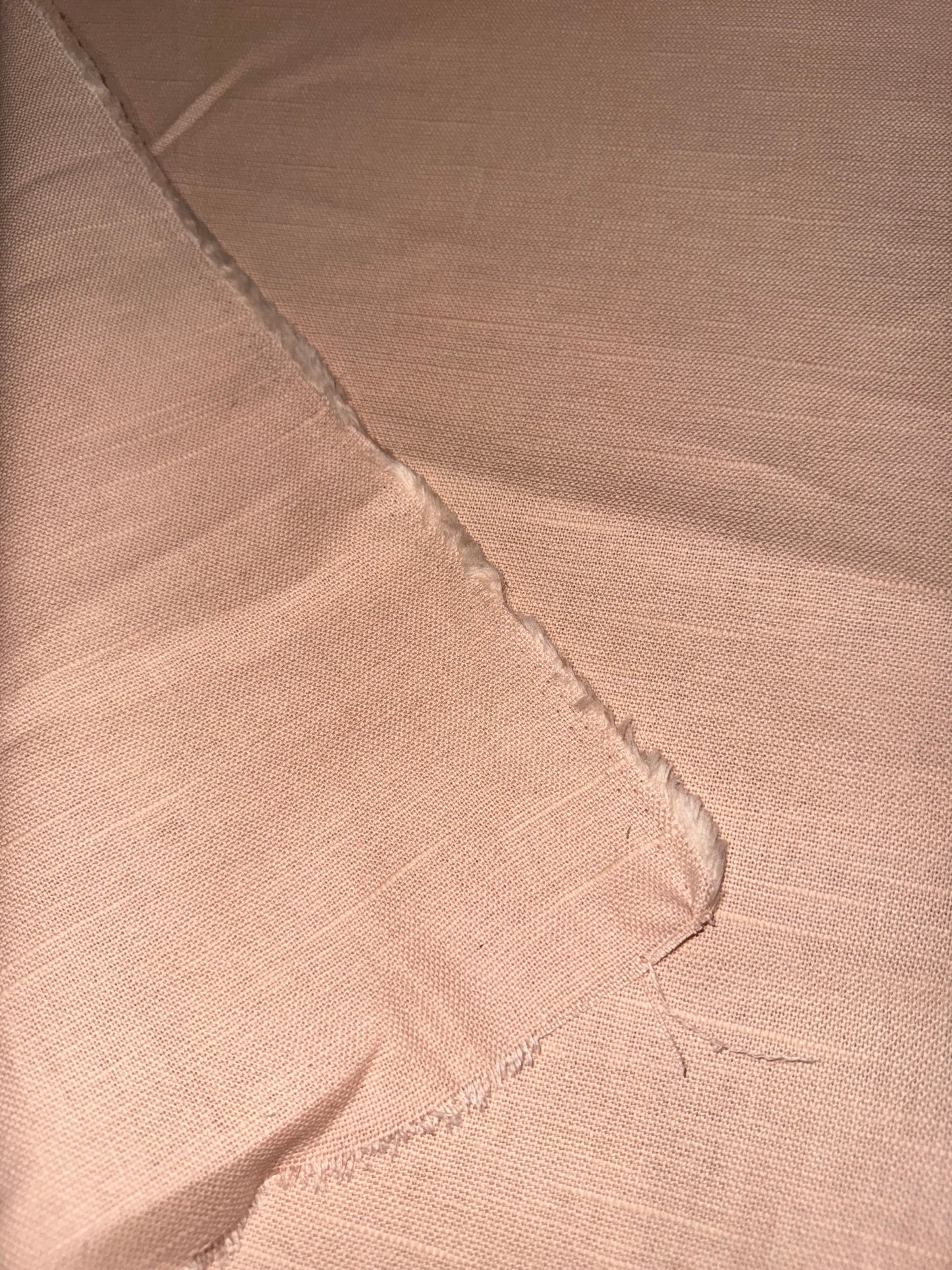 Blush Pink Linen Blend Fabric – Textured Slub Weave | Medium Weight | 56+ Inches Wide