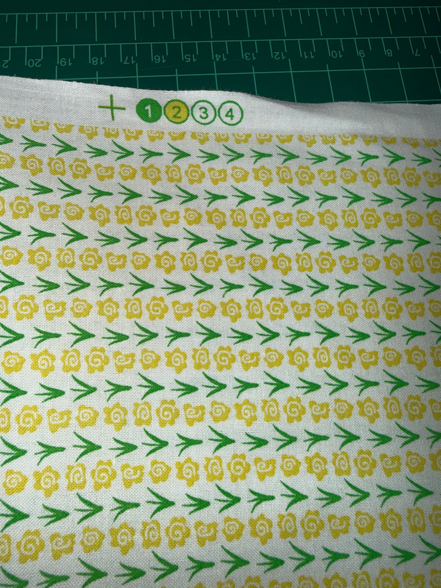 Vintage Yellow Rosebud Quilting Cotton Fabric – White with Green Leaves | 44/45" Wide