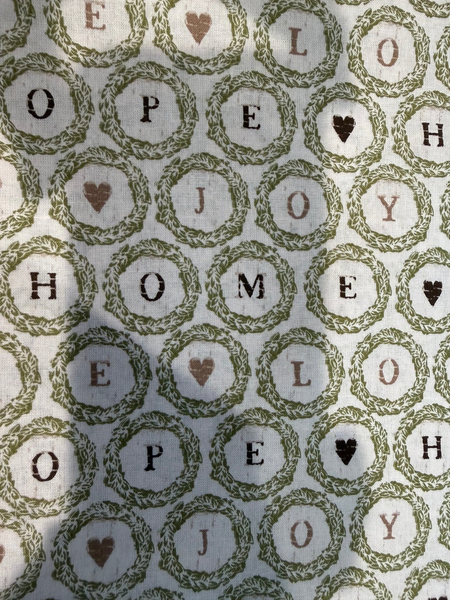 🏡 Emma & Mila Home • Love • Hope • Joy Cotton Fabric | 8 Yard Bolt | 44/45" Wide | Farmhouse Wreath Print