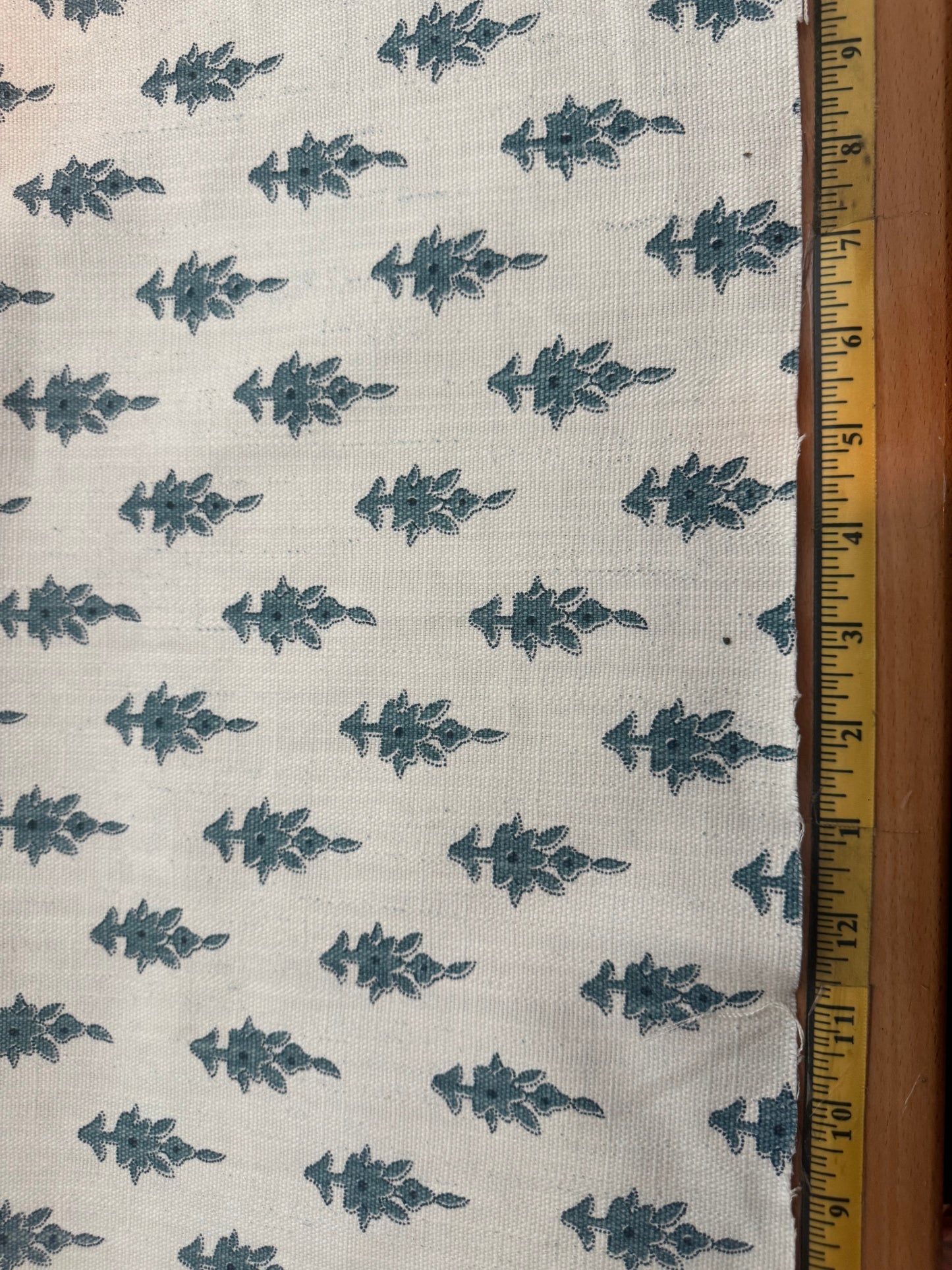 Reversible Heavyweight Cotton Canvas Fabric – Vintage Blue Floral & Natural Linen Look | 56+ Inch Wide | Double-Sided Designer Canvas