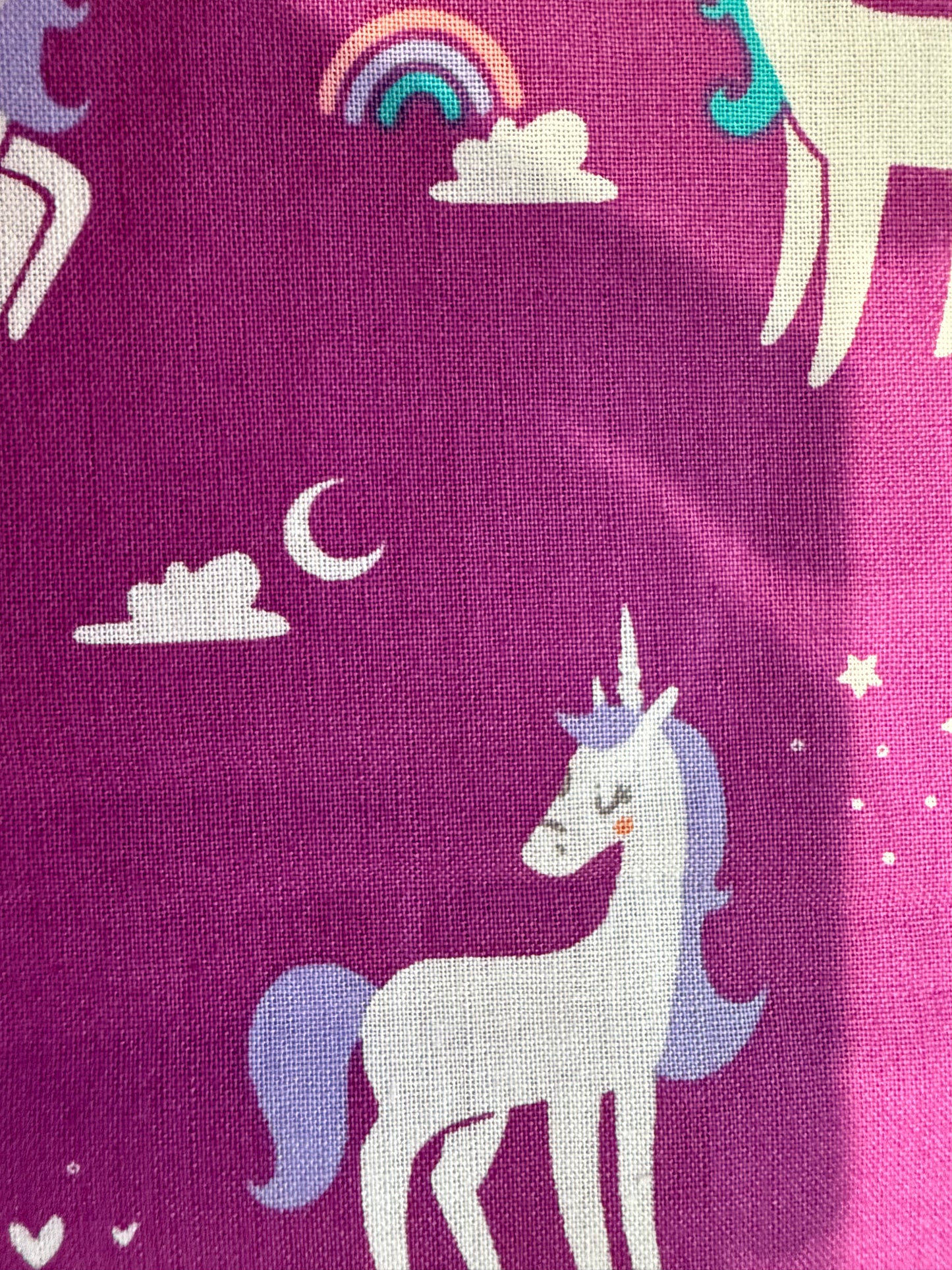 🦄 Emma & Mila Purple Unicorn Cotton Fabric | 44/45" Wide | 8 Yard Bolt | Continuous Yardage | Whimsical Kids Print