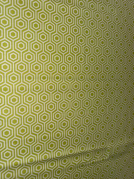 Emma & Mila Lime Hexagon Geometric Quilting Cotton Fabric – Modern Hex Print – 44/45" Wide