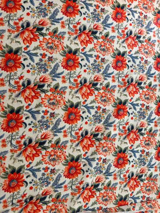 Marshall Dry Goods Vintage Florals #71 – Coral & Blue Floral Quilting Cotton | 44/45" Wide