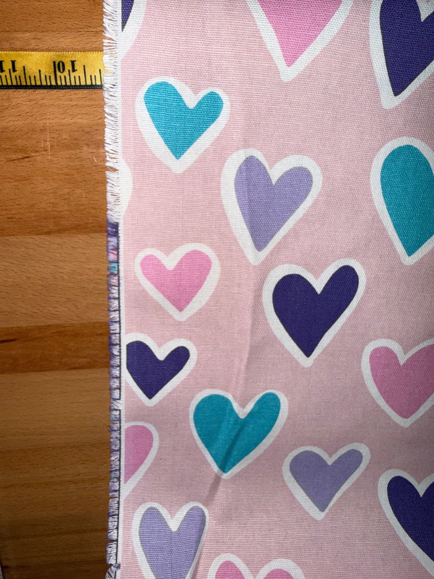 Extra Wide Pink Heart Cotton Canvas Fabric – 60+ Inch Wide Valentine, Nursery & Home Décor Fabric by the Yard