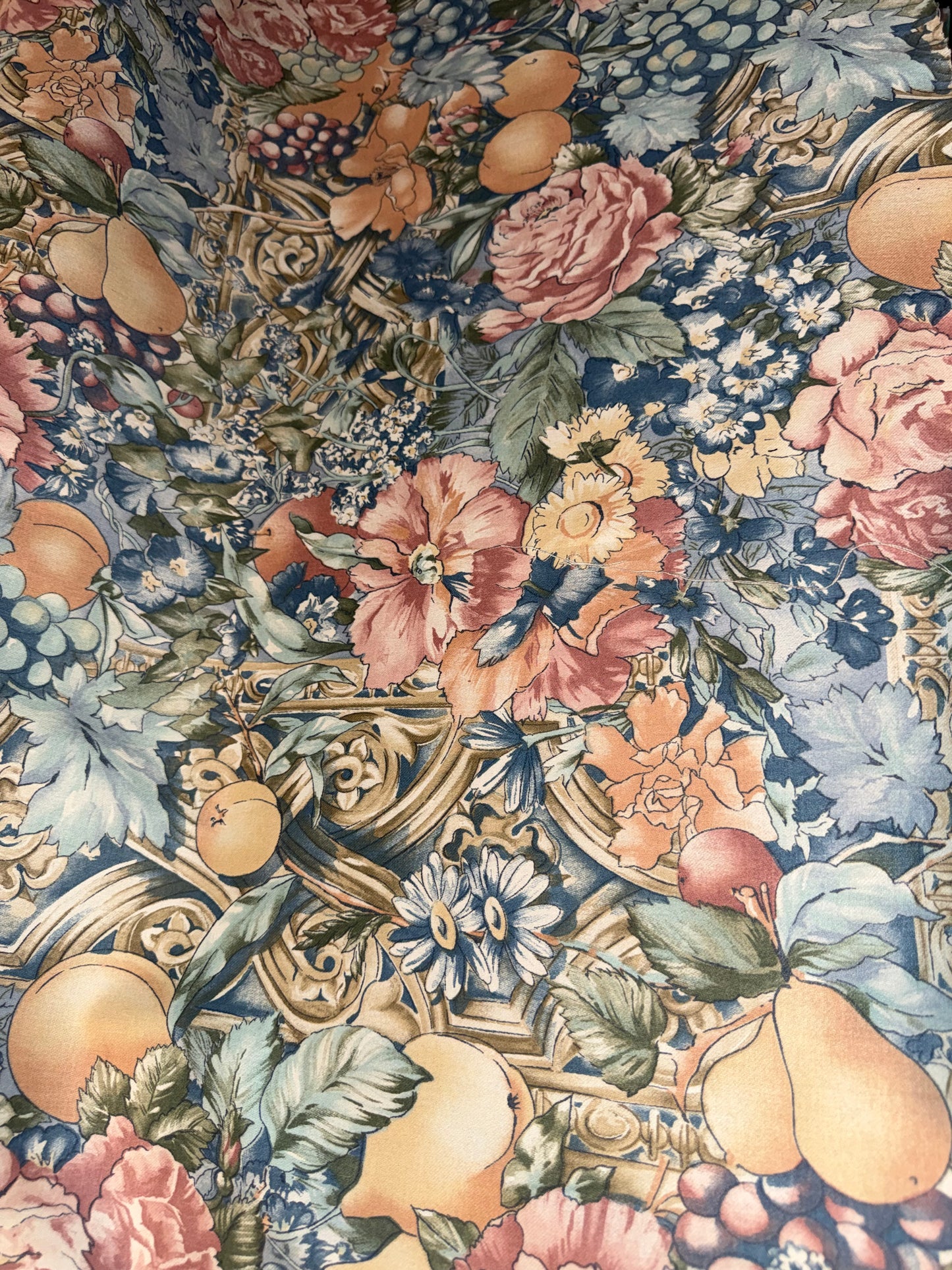 Vintage Stanley King Floral & Fruit Apparel Cotton Fabric – 56+ Inches Wide