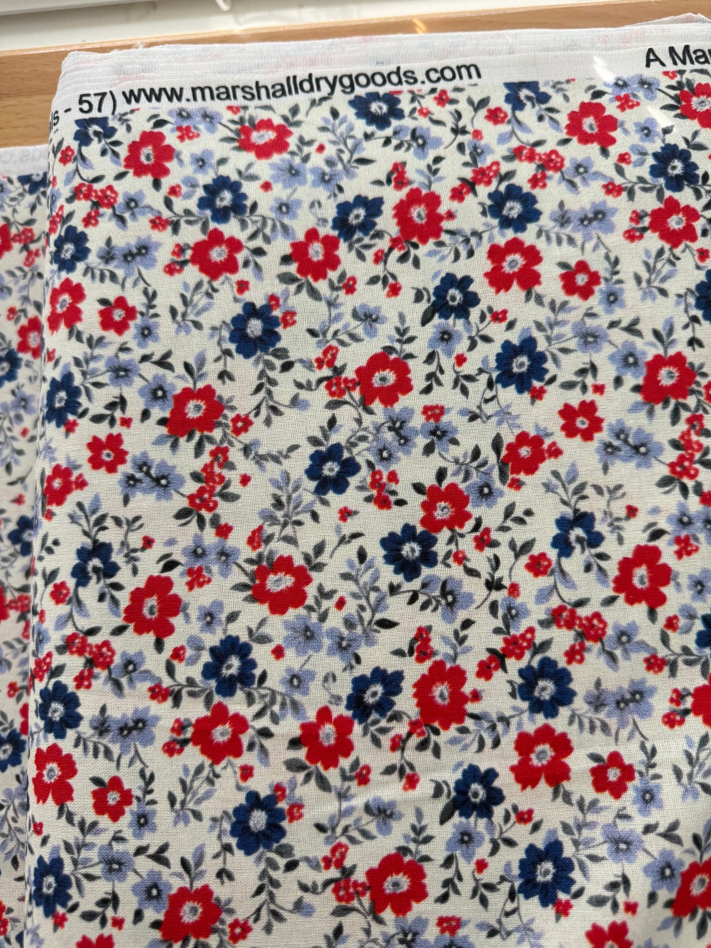 Marshall Dry Goods Vintage Florals 57 – Red, White & Navy Quilting Cotton | 45" Wide