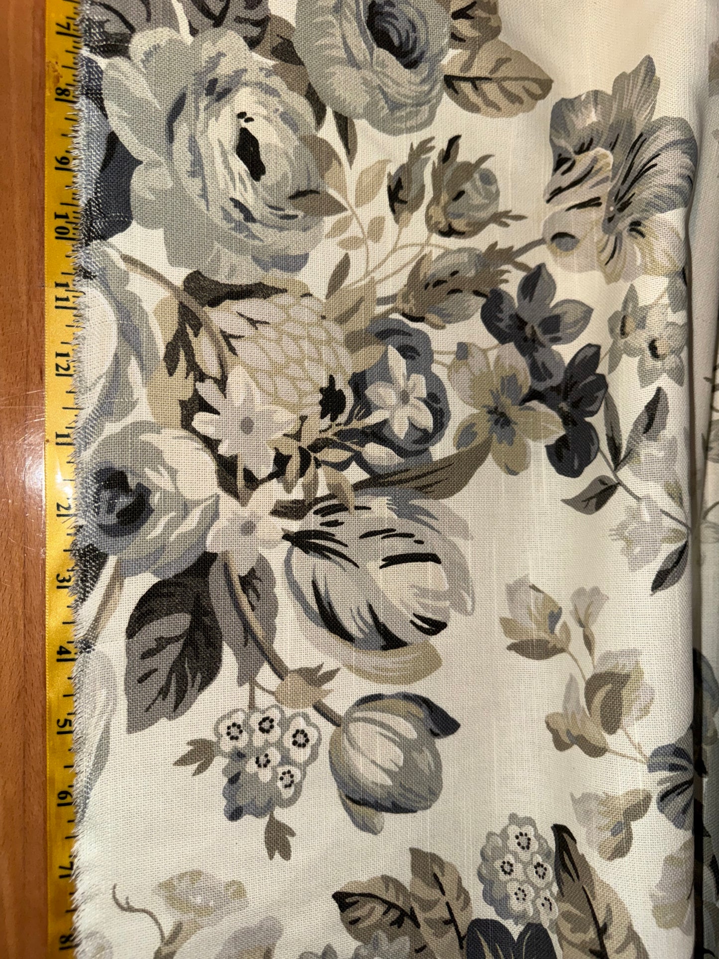 Robert Allen Extra Wide Floral Cotton Canvas Fabric – 60+ Inch Wide Beige & Gray Vintage Botanical by the Yard