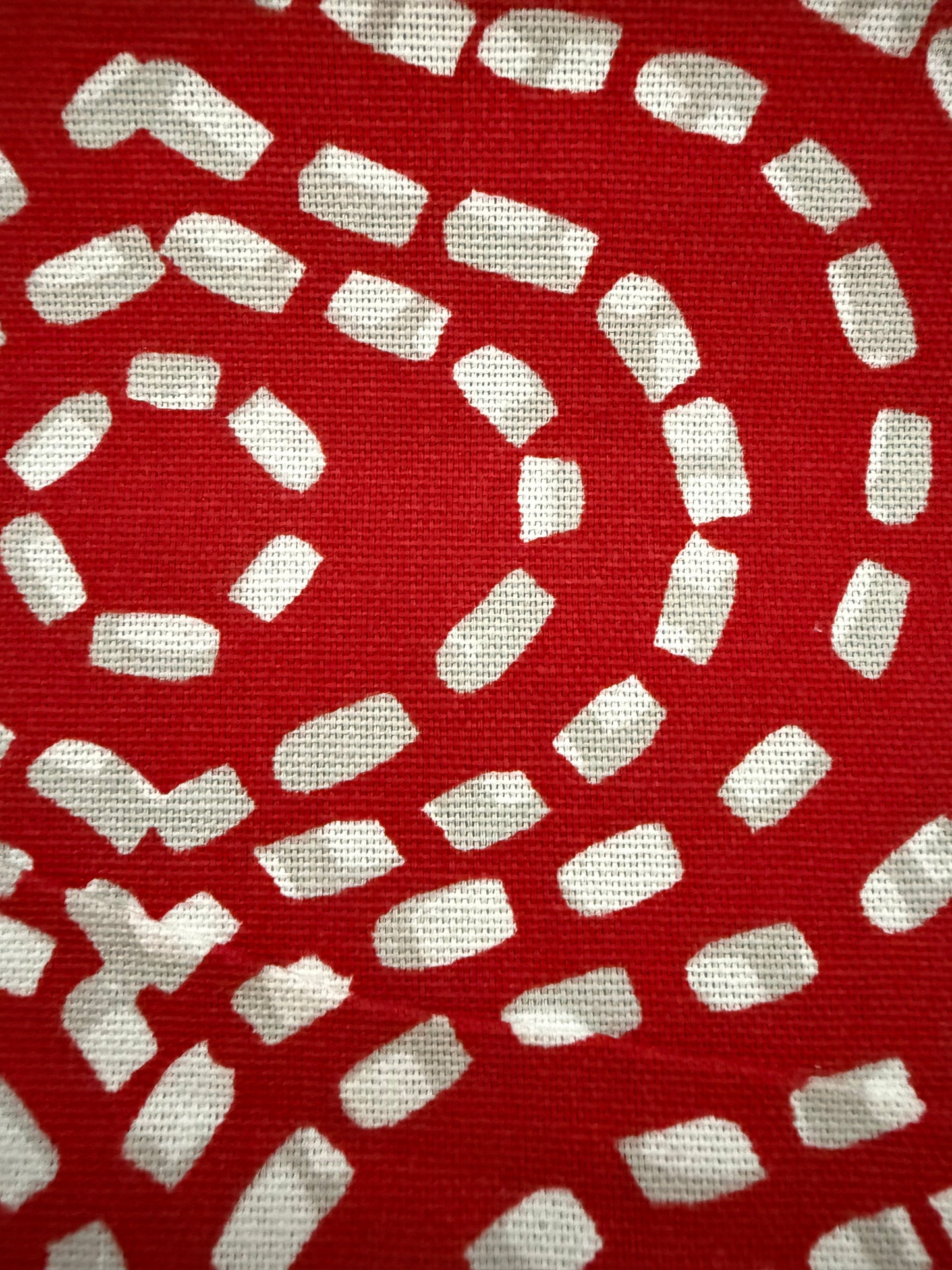 Marshmallow Path Heavyweight Cotton Canvas Fabric – 56" Wide | Modern Red & White Designer Canvas