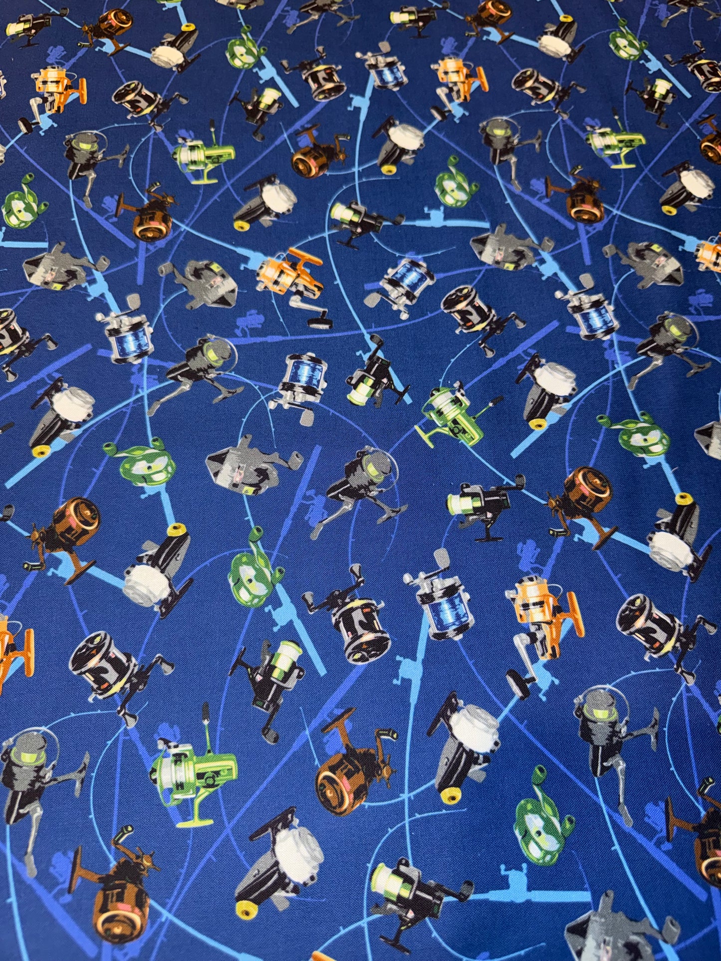 Blank Quilting Reel Fun Fishing Reels Quilting Cotton Fabric – 44/45" Wide – Angler & Nautical Print