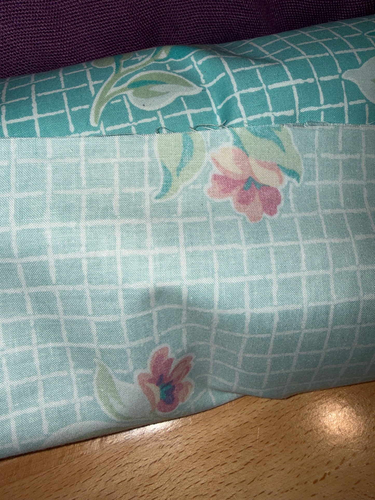 Vintage Stanley King Studio Floral Apparel Cotton Fabric – Aqua Lattice Print – 54+ Inches Wide