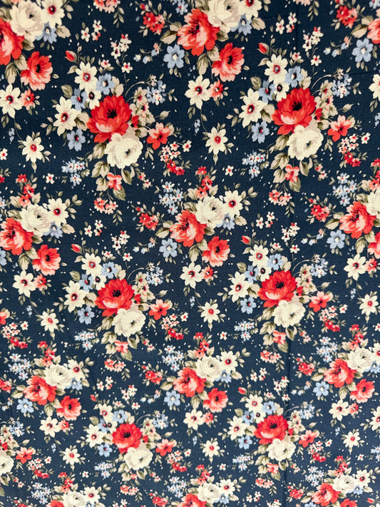 Marshall Dry Goods Vintage Florals #68 – Navy Cottage Floral Quilting Cotton | 44/45" Wide
