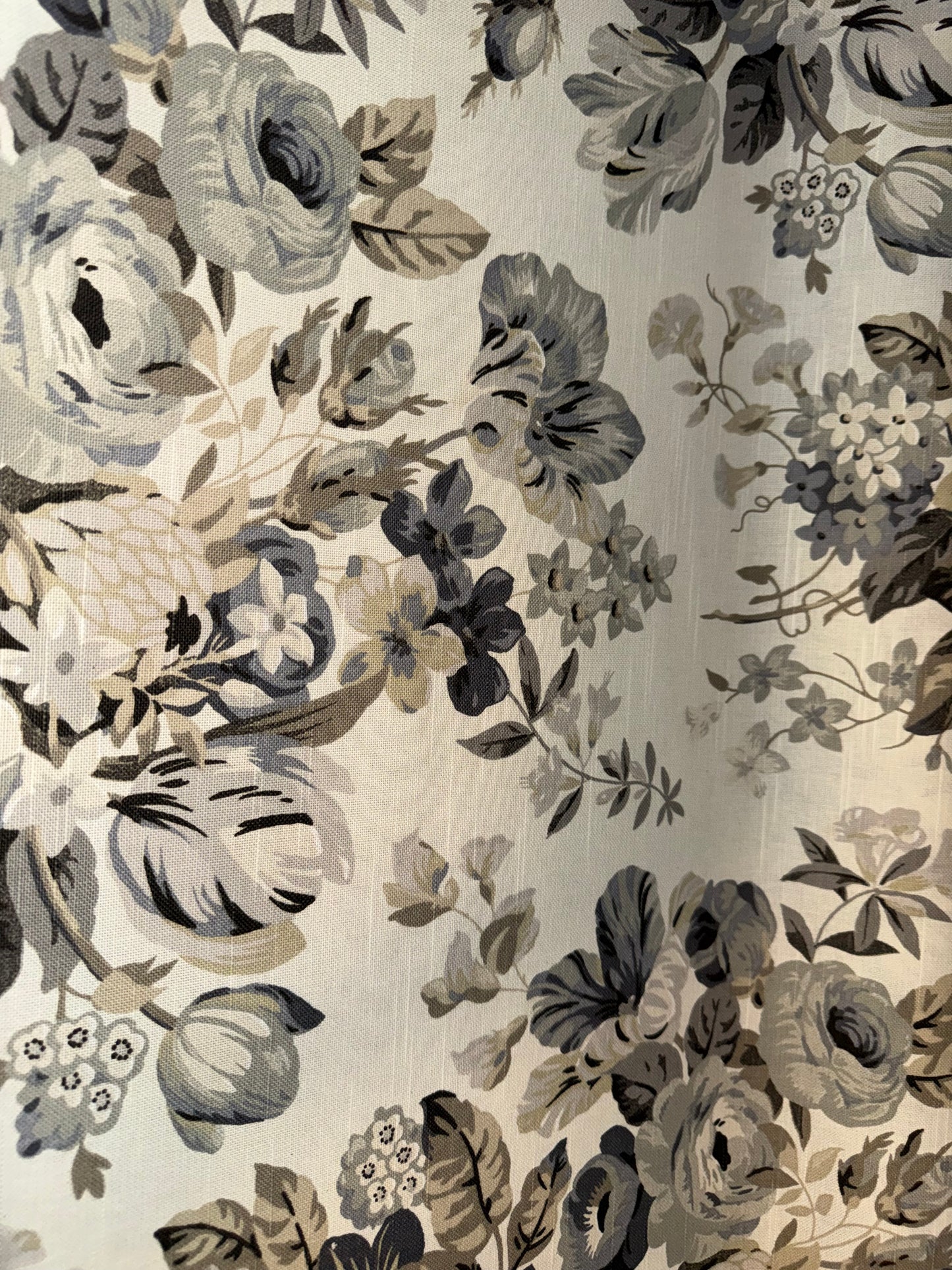 Robert Allen Extra Wide Floral Cotton Canvas Fabric – 60+ Inch Wide Beige & Gray Vintage Botanical by the Yard