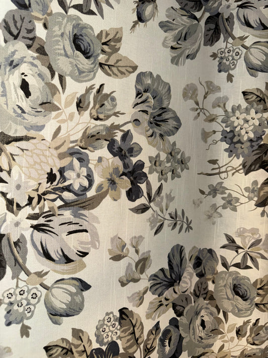 Robert Allen Extra Wide Floral Cotton Canvas Fabric – 60+ Inch Wide Beige & Gray Vintage Botanical by the Yard