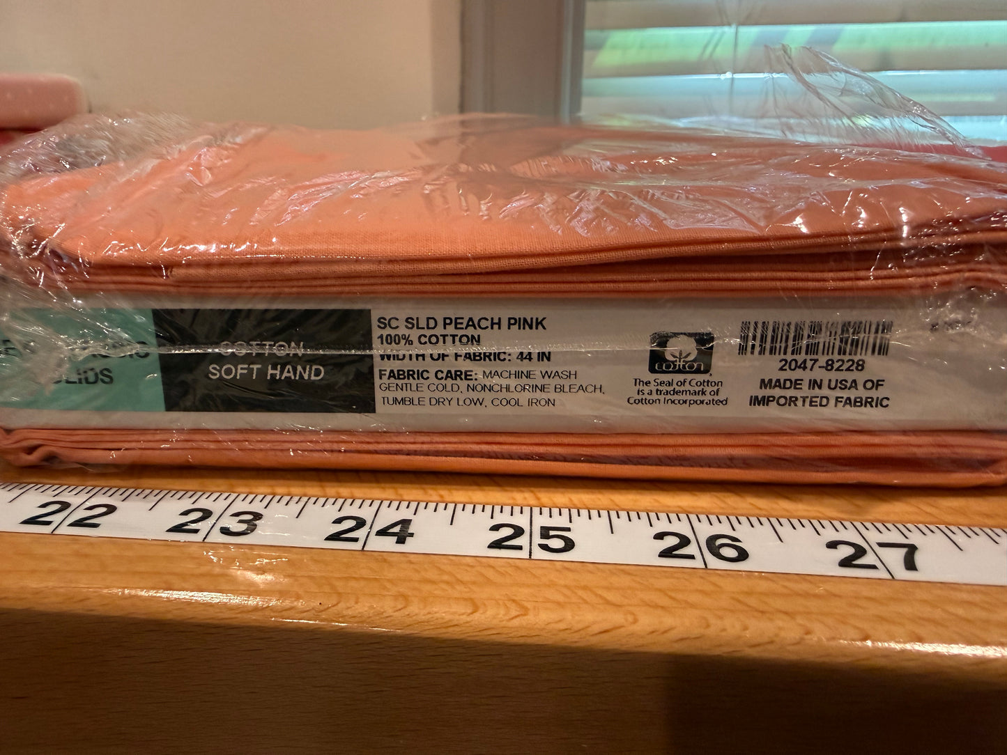 Peach Pink Solid Cotton Fabric – 100% Cotton – 44" Wide – Full 8 Yard Bolt – Quilt Weight