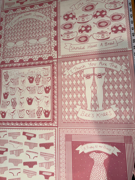 Vintage Alexander Henry "Everyone Needs Support" Canvas Fabric Panel – 44/45" Wide