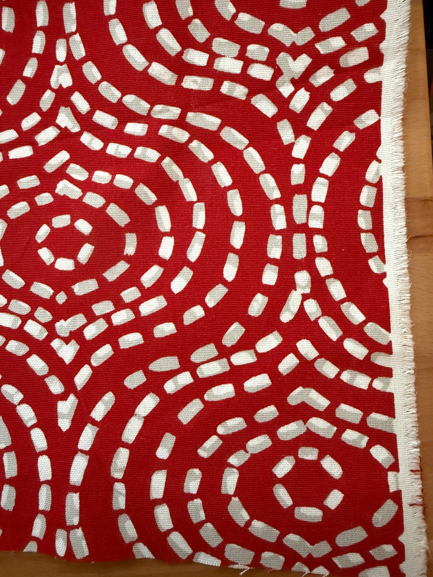 Marshmallow Path Heavyweight Cotton Canvas Fabric – 56" Wide | Modern Red & White Designer Canvas