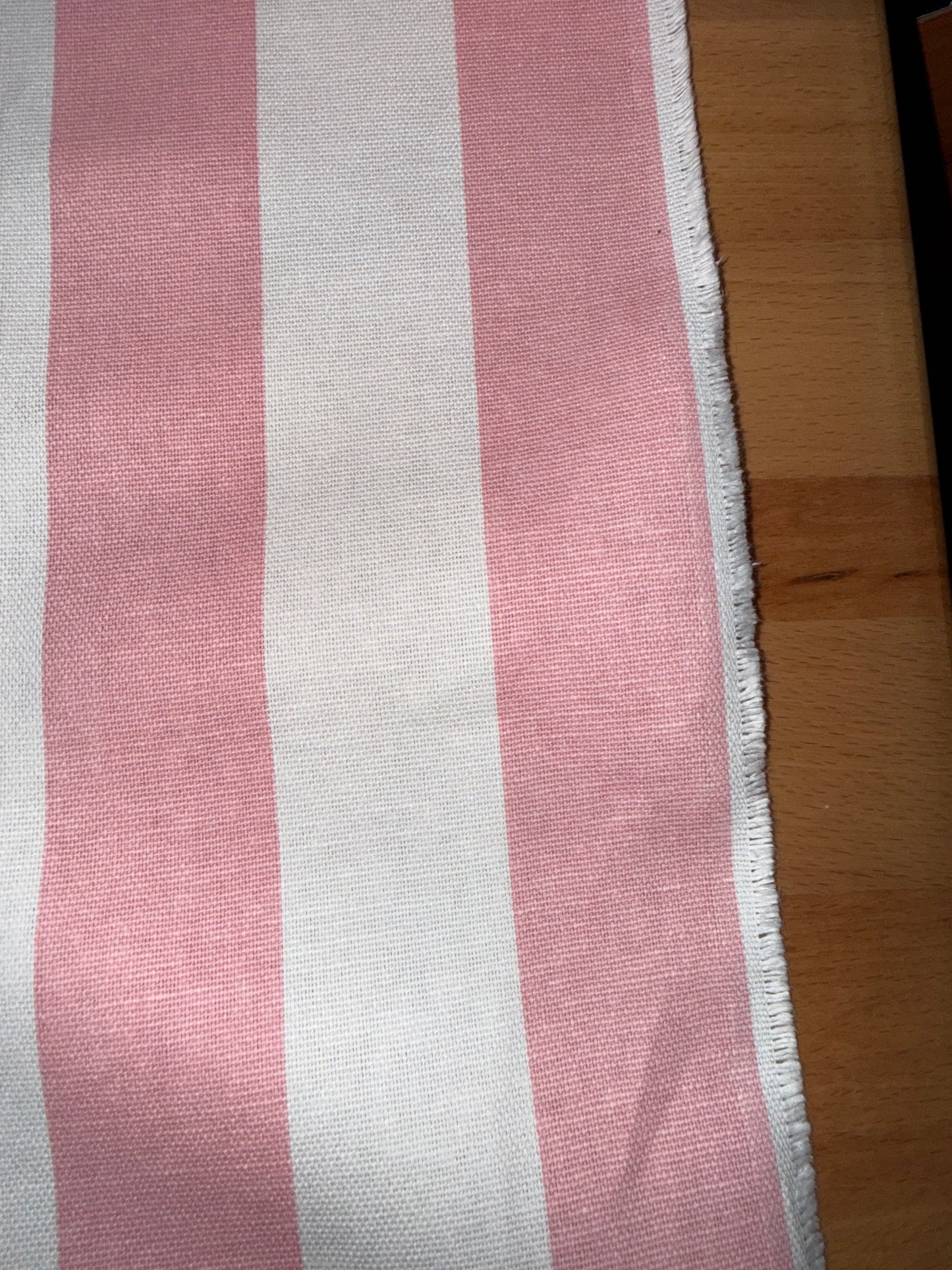 Extra Wide Pink & White Cabana Stripe Cotton Canvas Fabric – 60+ Inch Wide Upholstery, Curtains & Home Décor by the Yard