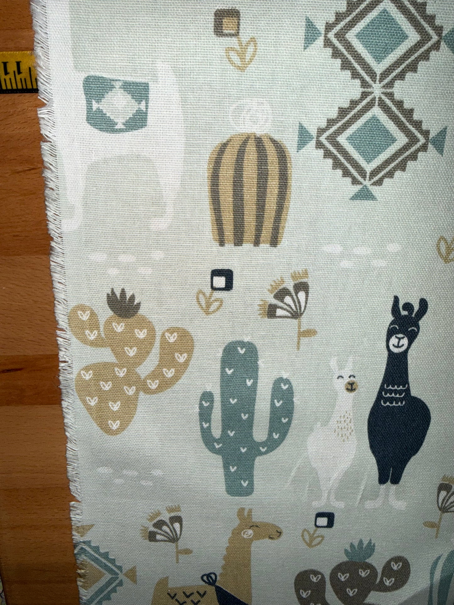 Extra Wide Llama & Cactus Canvas Fabric – 60+ Inch Wide Southwestern Cotton Canvas by the Yard