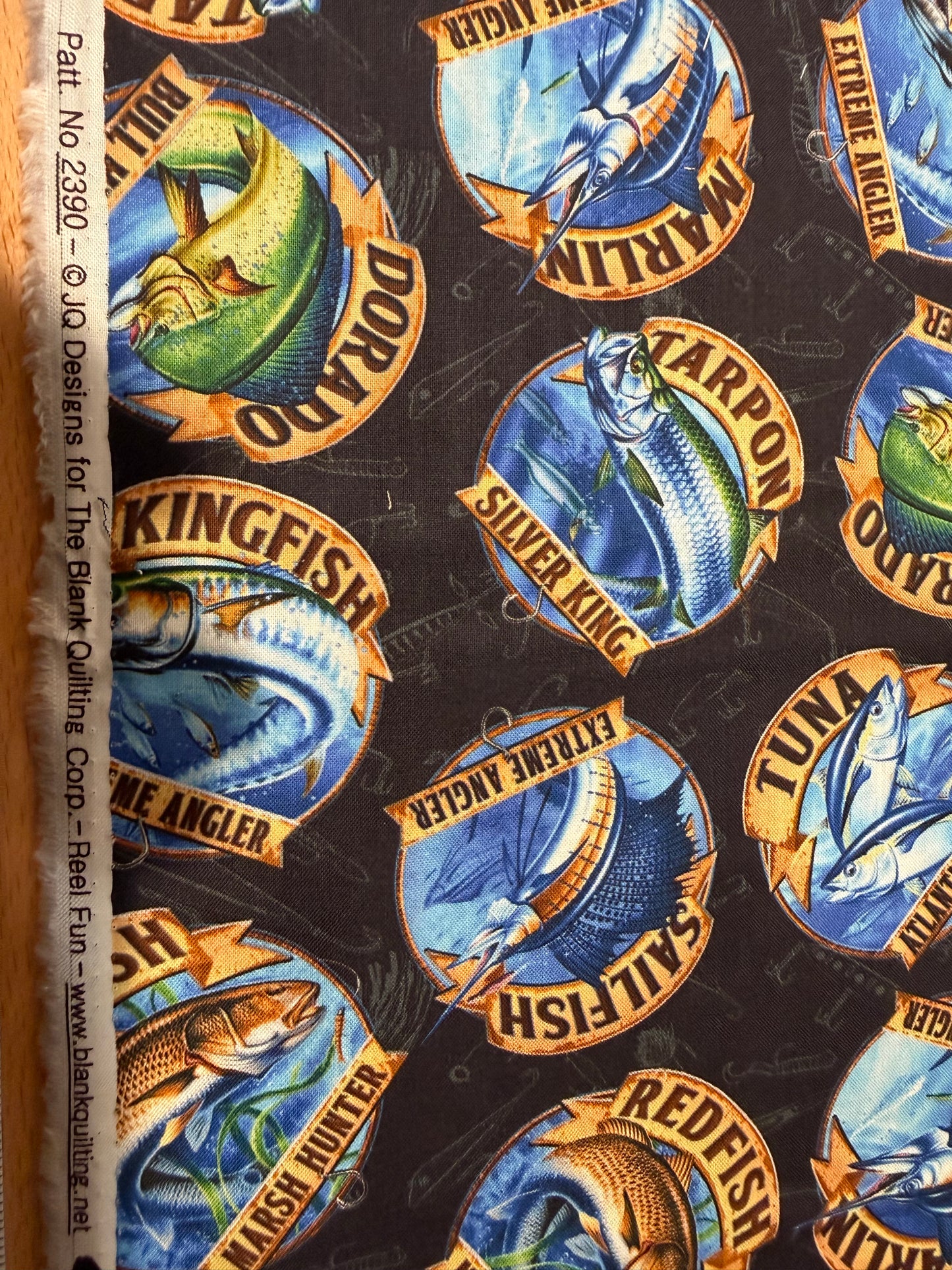 Blank Quilting Reel Fun Fishing Quilting Cotton Fabric – Sport Fish & Saltwater Angler Print – 44/45" Wide
