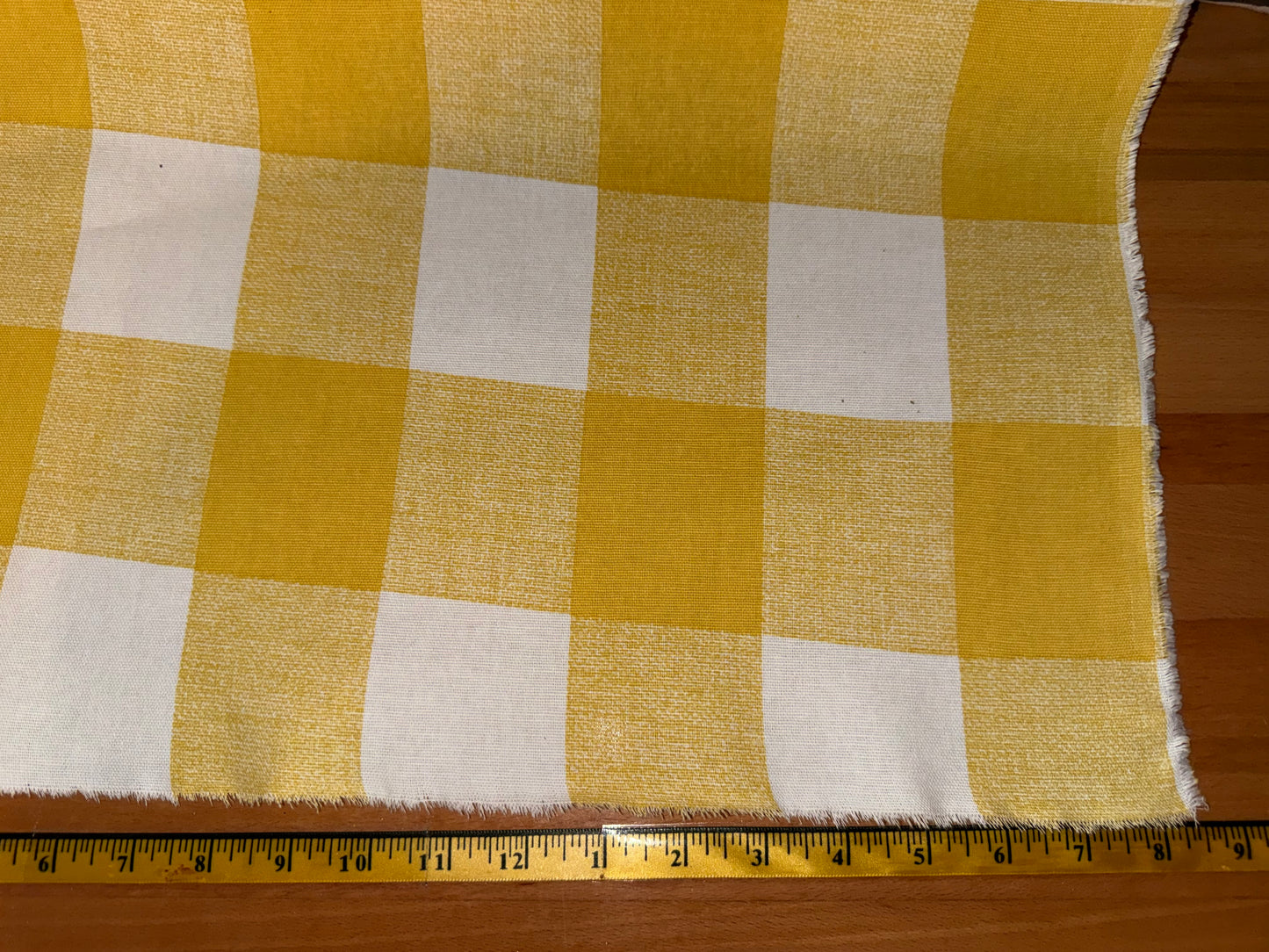 Yellow & White Buffalo Check Cotton Canvas Fabric – 60+ Inch Wide Gingham Plaid Home Décor Upholstery Fabric