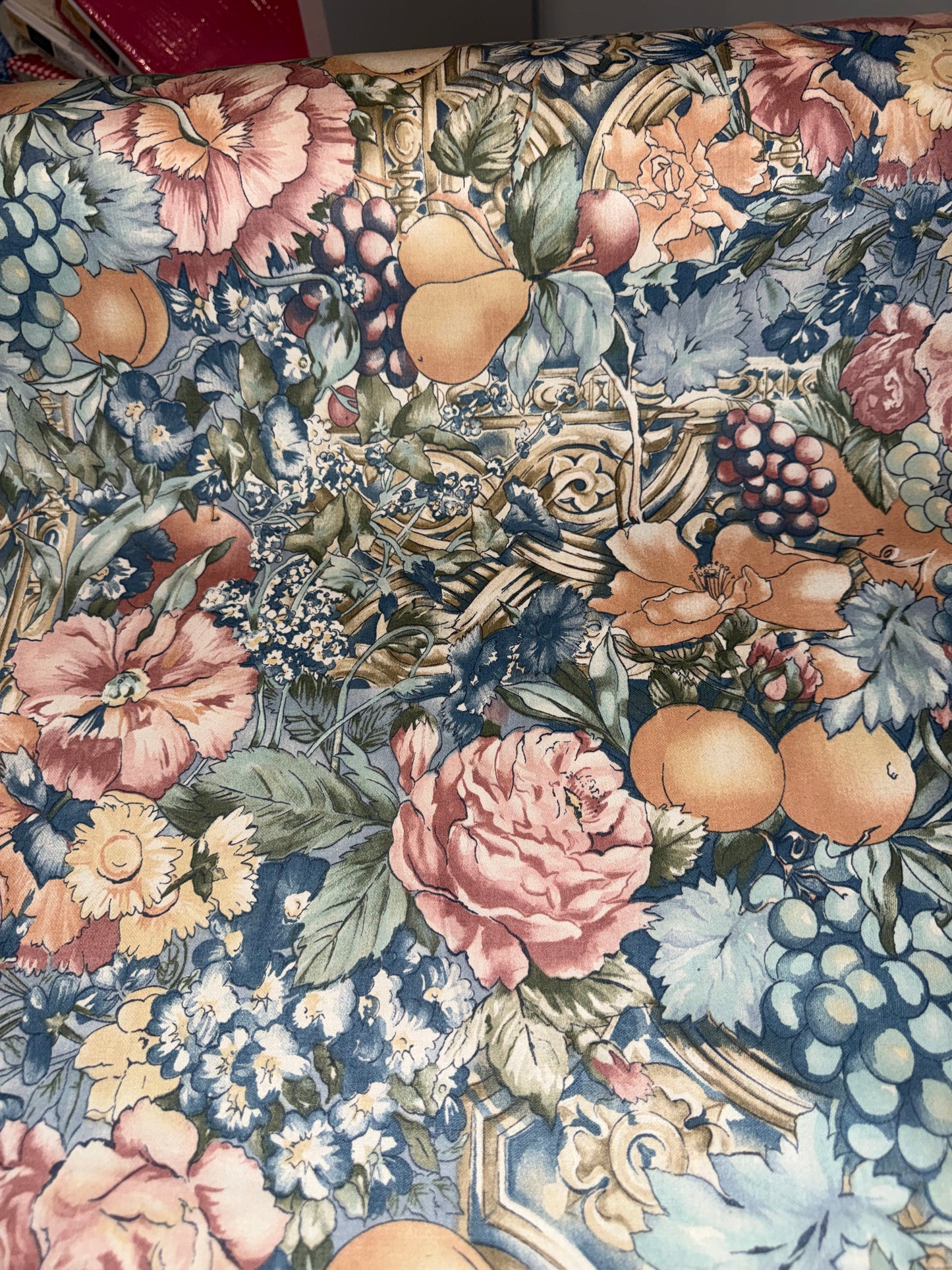 Vintage Stanley King Floral & Fruit Apparel Cotton Fabric – 56+ Inches Wide