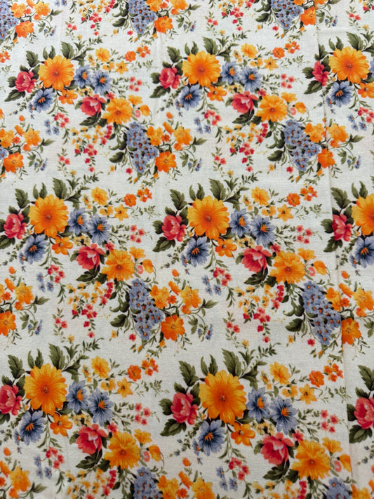 Marshall Dry Goods Vintage Florals #73 – Cream Floral Quilting Cotton | 44/45" Wide