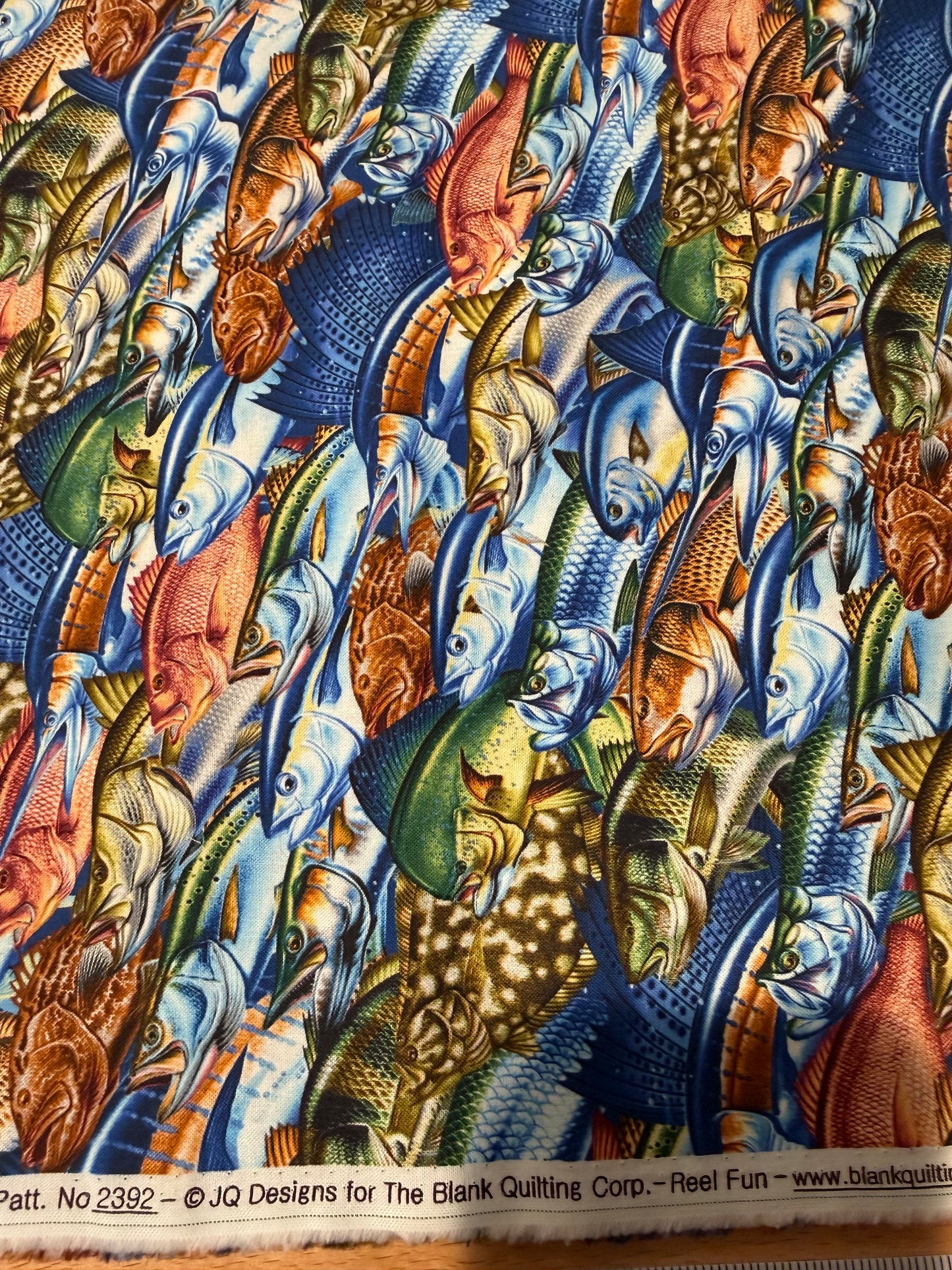 Blank Quilting Reel Fun Tossed Sport Fish Quilting Cotton Fabric – Saltwater Fishing Print – 44/45" Wide