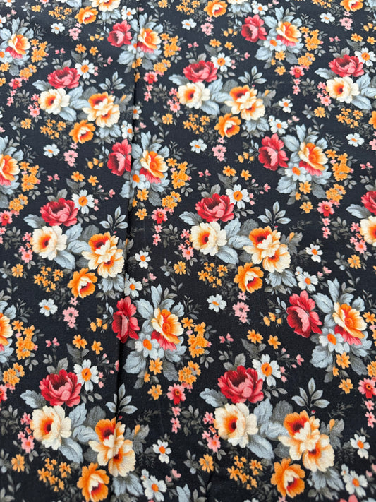 Marshall Dry Goods Vintage Florals #102 – Black Floral Quilting Cotton | 44/45" Wide