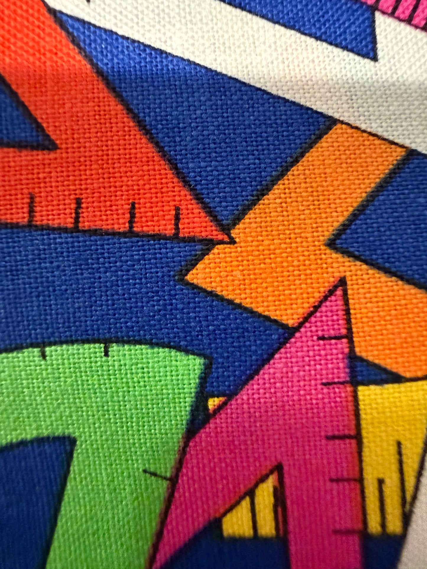 Blank Quilting "Geometry Tools" Quilt Cotton Fabric – 44/45" Wide – Colorful Rulers & Protractors on Blue