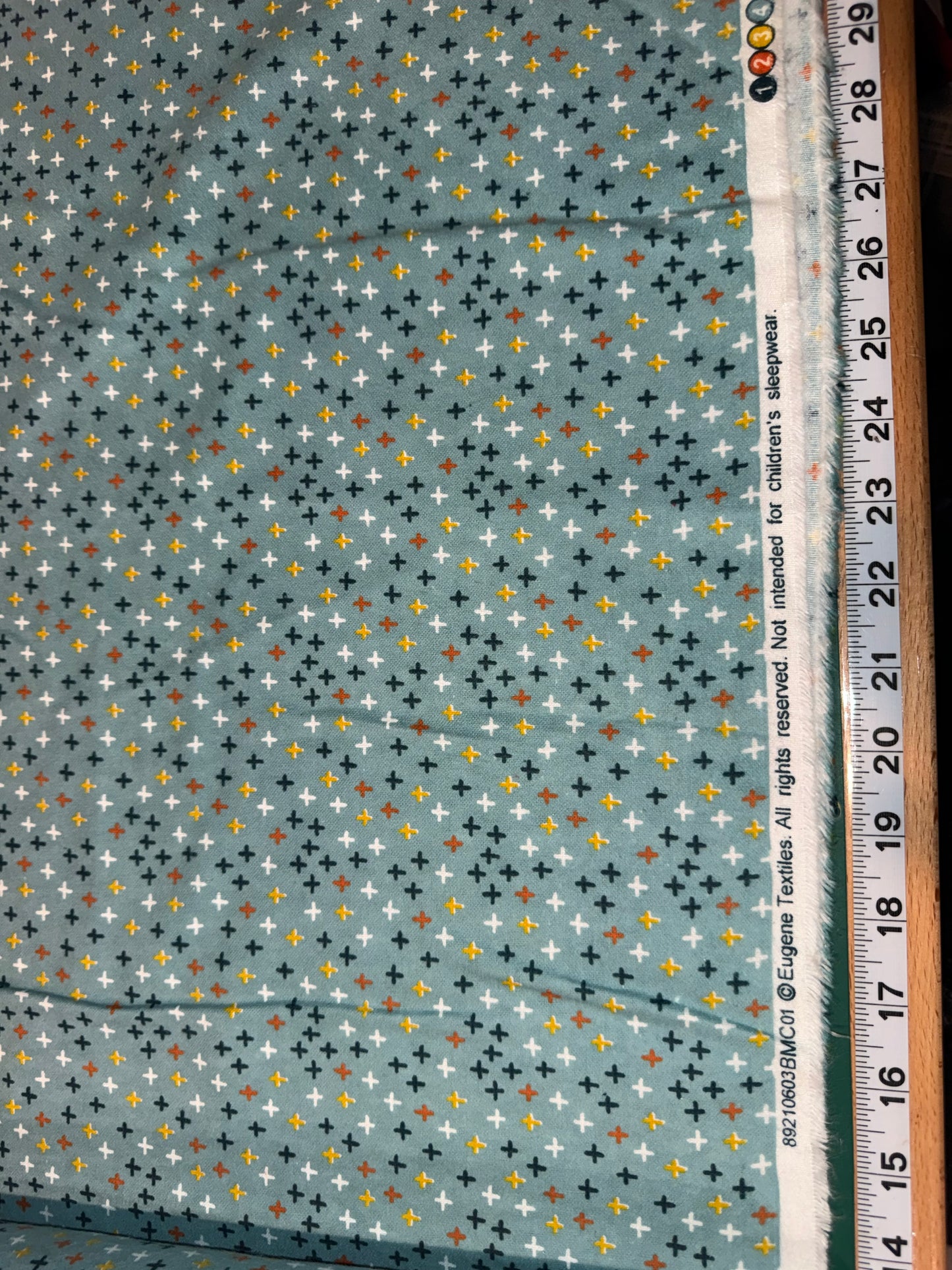 Blue Cotton Flannel Fabric – Modern Plus Sign Print – 43" Wide – Cozy Quilting & Apparel Fabric