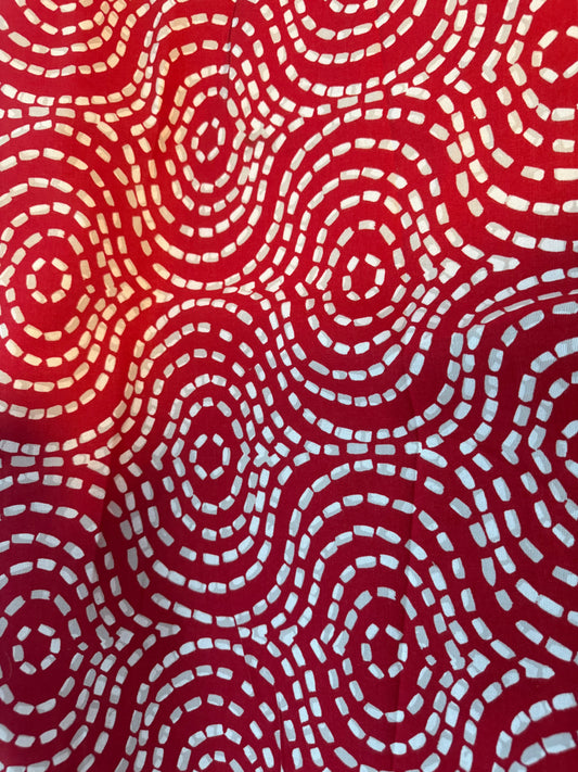 Marshmallow Path Heavyweight Cotton Canvas Fabric – 56" Wide | Modern Red & White Designer Canvas