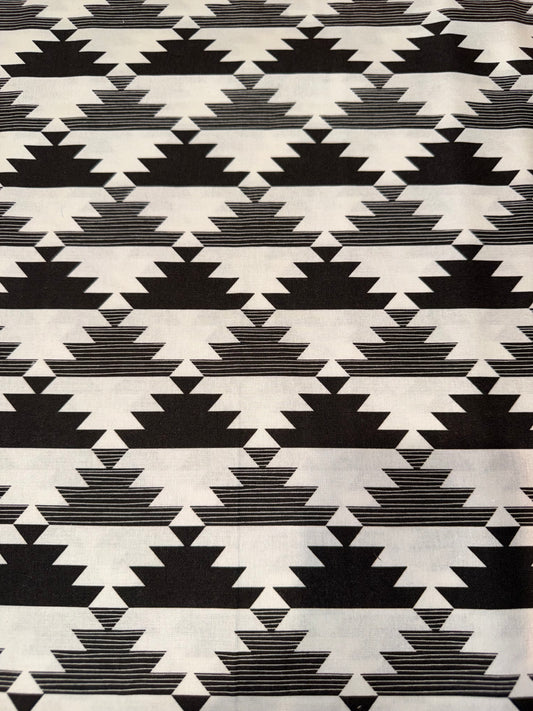 Emma & Mila Black & White Southwestern Geometric Quilting Cotton Fabric – 44/45" Wide
