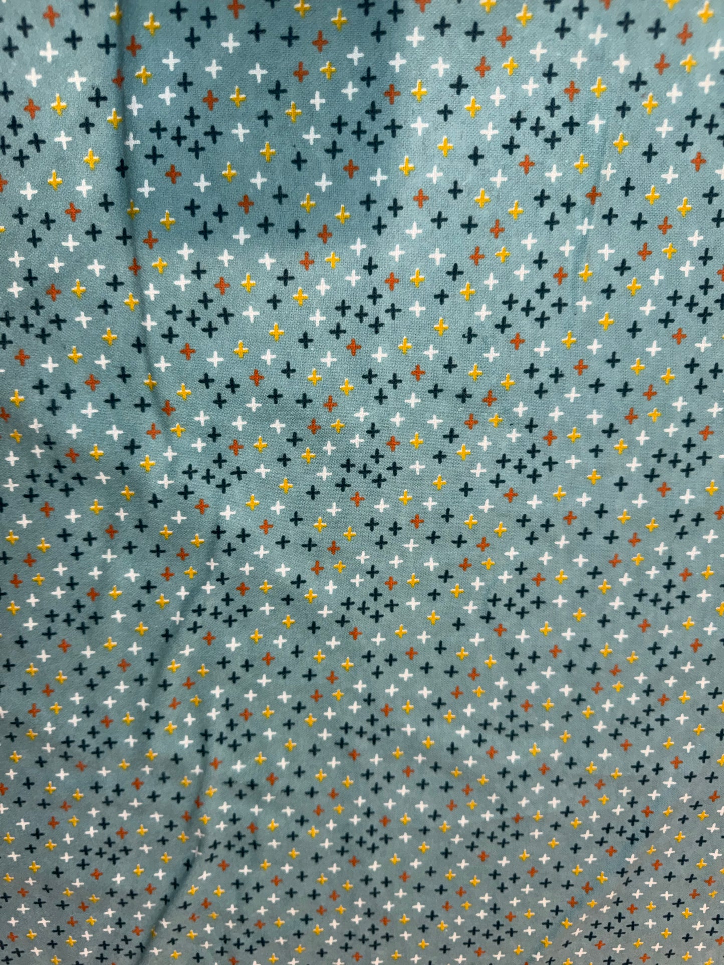 Blue Cotton Flannel Fabric – Modern Plus Sign Print – 43" Wide – Cozy Quilting & Apparel Fabric