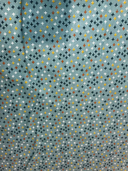Blue Cotton Flannel Fabric – Modern Plus Sign Print – 43" Wide – Cozy Quilting & Apparel Fabric