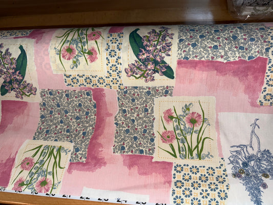 Qualitex 2000 Vintage Floral Patchwork Cotton Fabric – 54+ Inch Wide – Botanical Pink Apparel & Home Décor Fabric