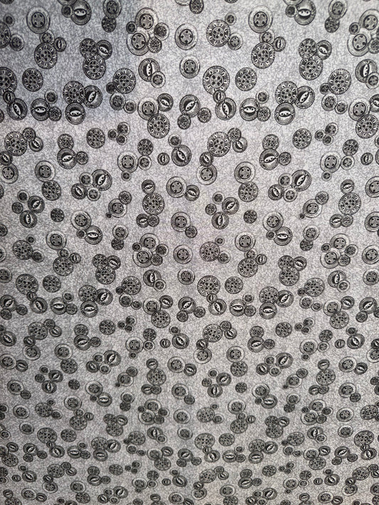 Gallery Fabrics Vintage Sewing Buttons Quilting Cotton Fabric – Gray Button Toss Print – 44/45" Wide