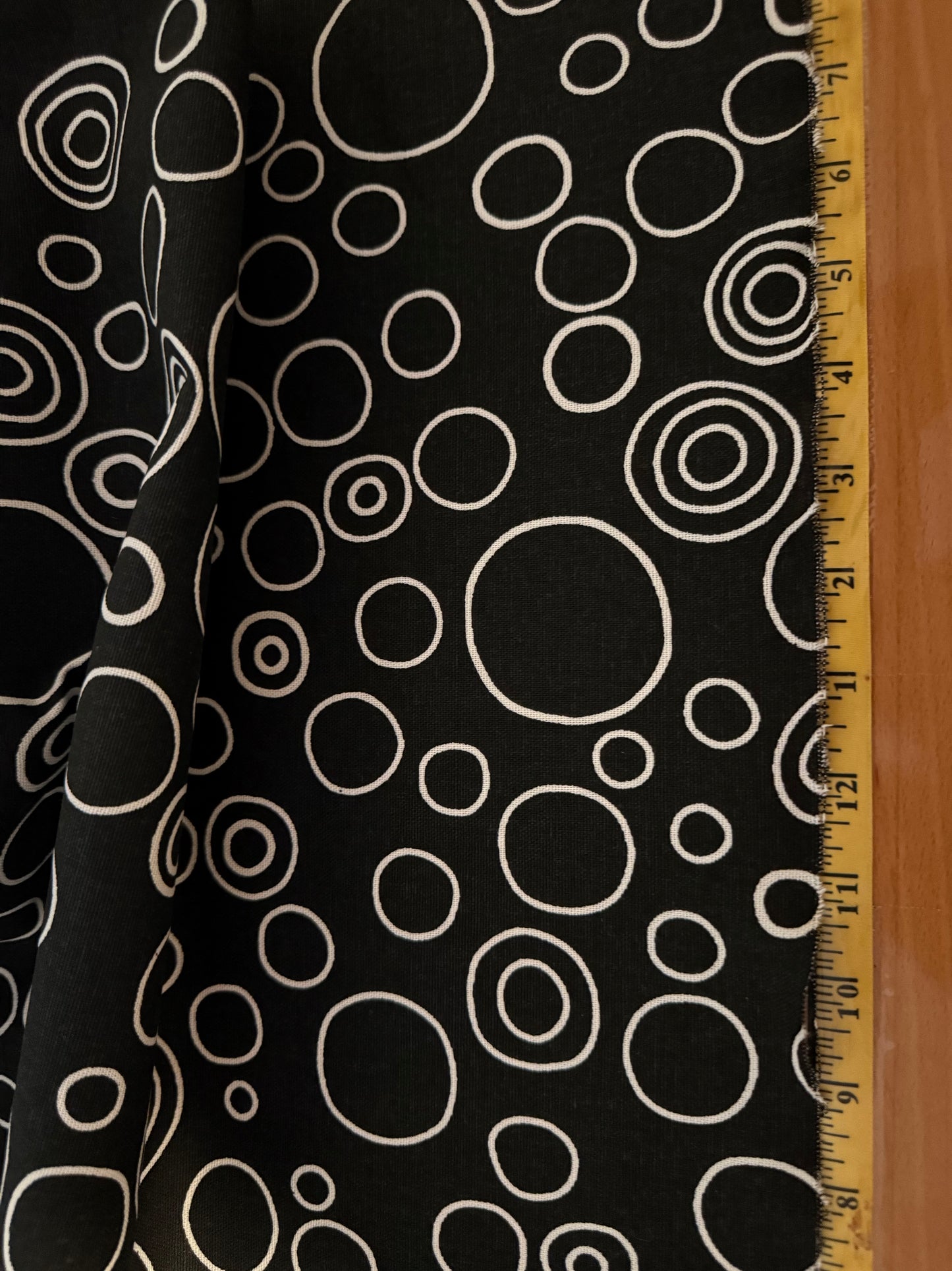 Modern Black & White Circle Cotton Canvas Fabric 56"+ Wide – Geometric Bubble Print Home Décor Fabric