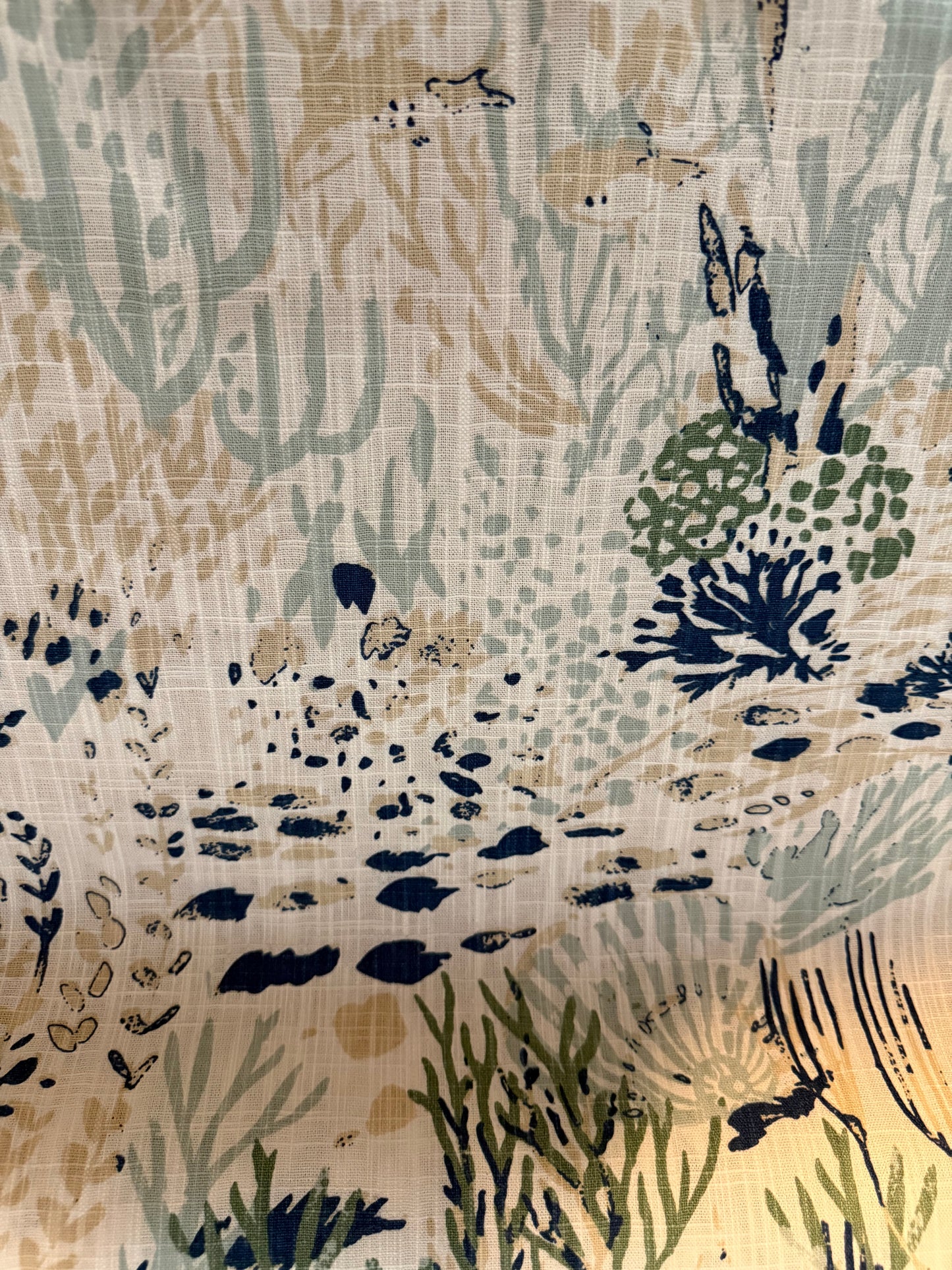 Extra Wide Factory Second Cotton Canvas Fabric – 60+ Inch Wide Blue & Green Botanical Meadow Misprint ~ by the Yard