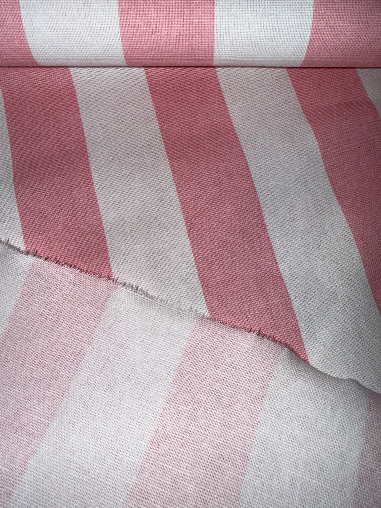 Extra Wide Pink & White Cabana Stripe Cotton Canvas Fabric – 60+ Inch Wide Upholstery, Curtains & Home Décor by the Yard